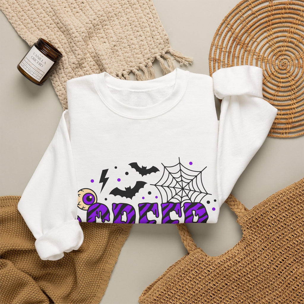 Bat Spider Webbing Sweatshirt Halloween Occult Gift Women Haunted Sweatshirt Spider Web Sweatshirt Horror Fan Spooky Sweatshirt Mystic