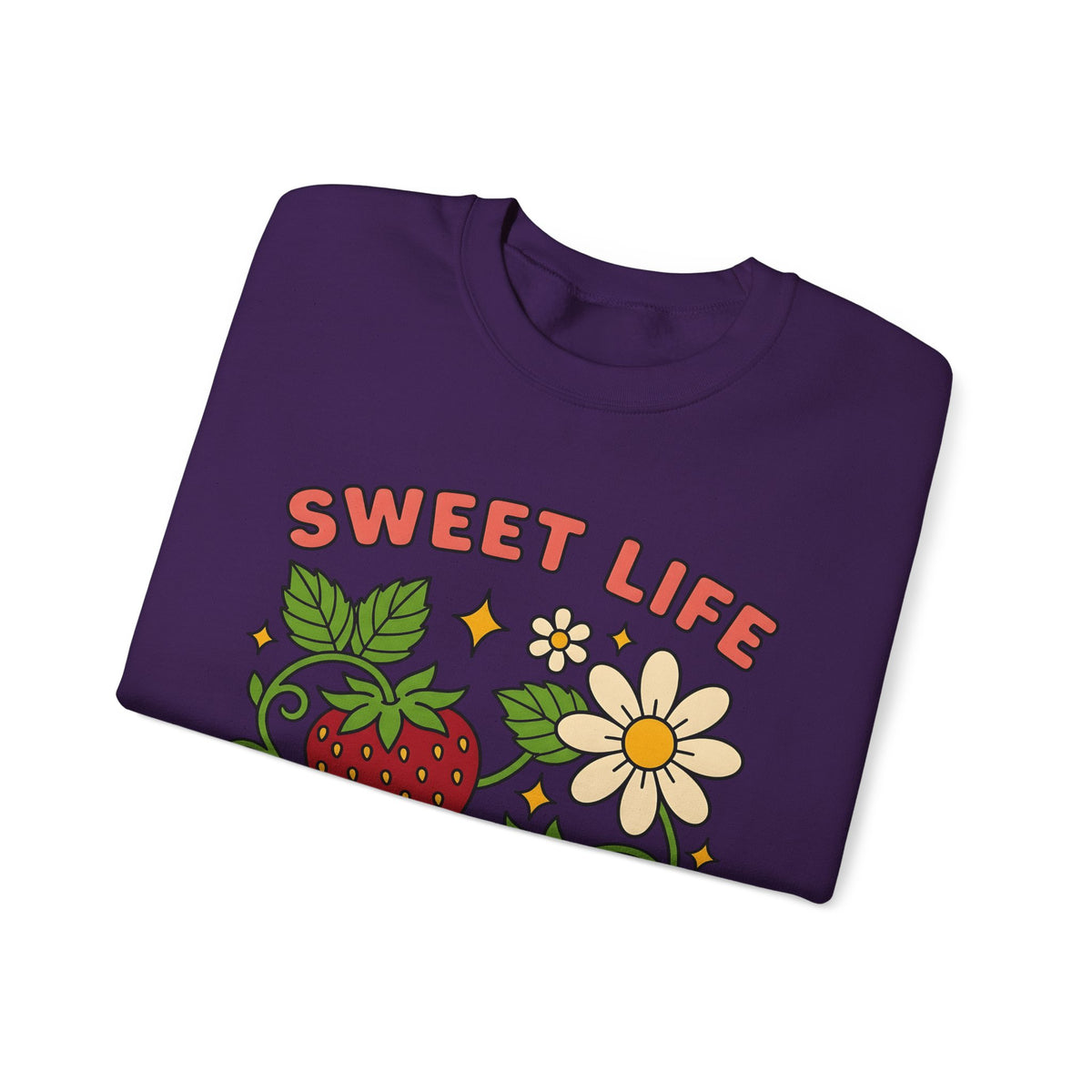 Strawberry Flower Boho Chic Produce Gift Strawberry Hippie Fan Illustrated Fruit Vintage Sweatshirt