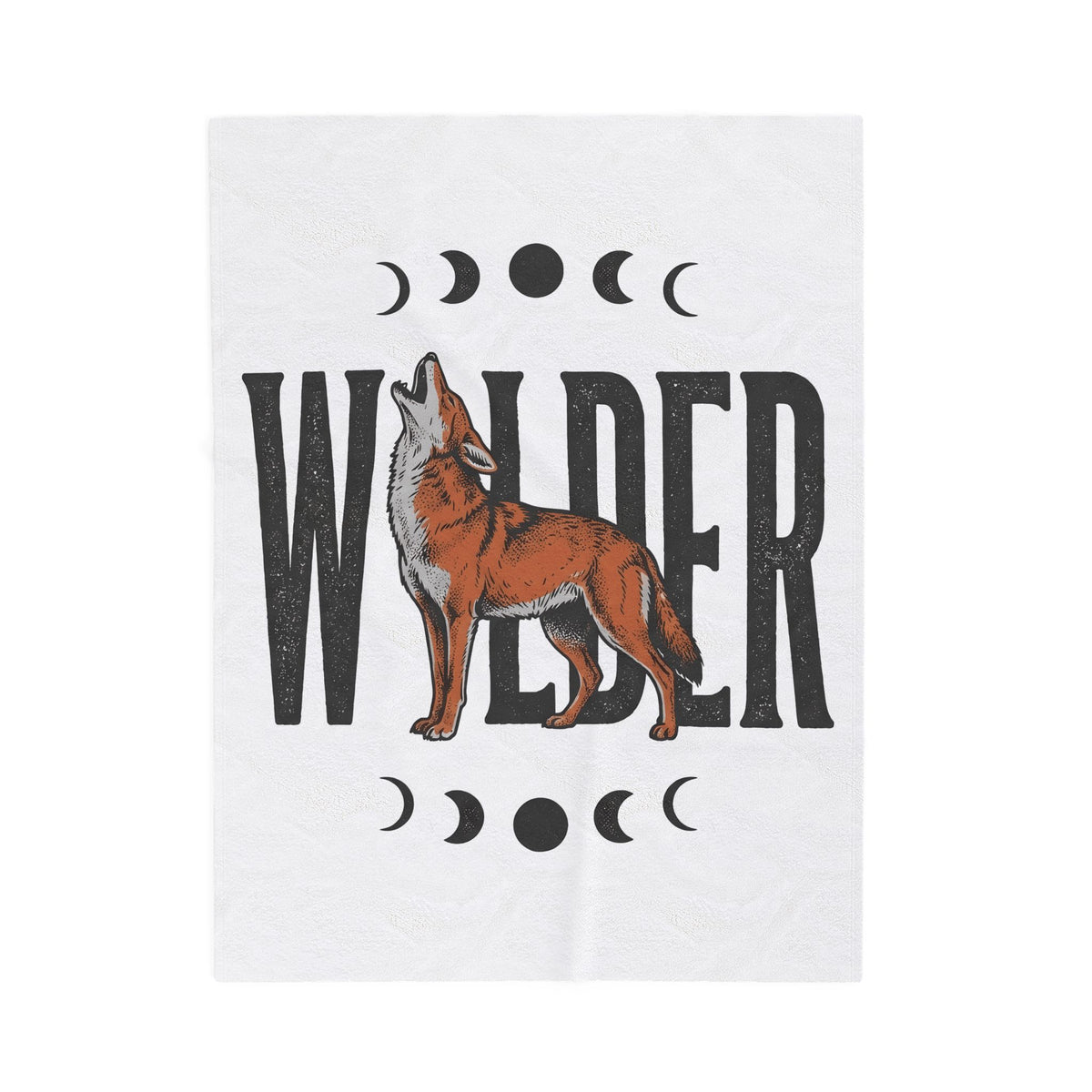Howling Wolf Blanket Boho Chic Nature Gift Women Vintage Blanket Wolf Blanket Bohemian Fan Retro Blanket Environmental Graphic Hand Drawn Moon