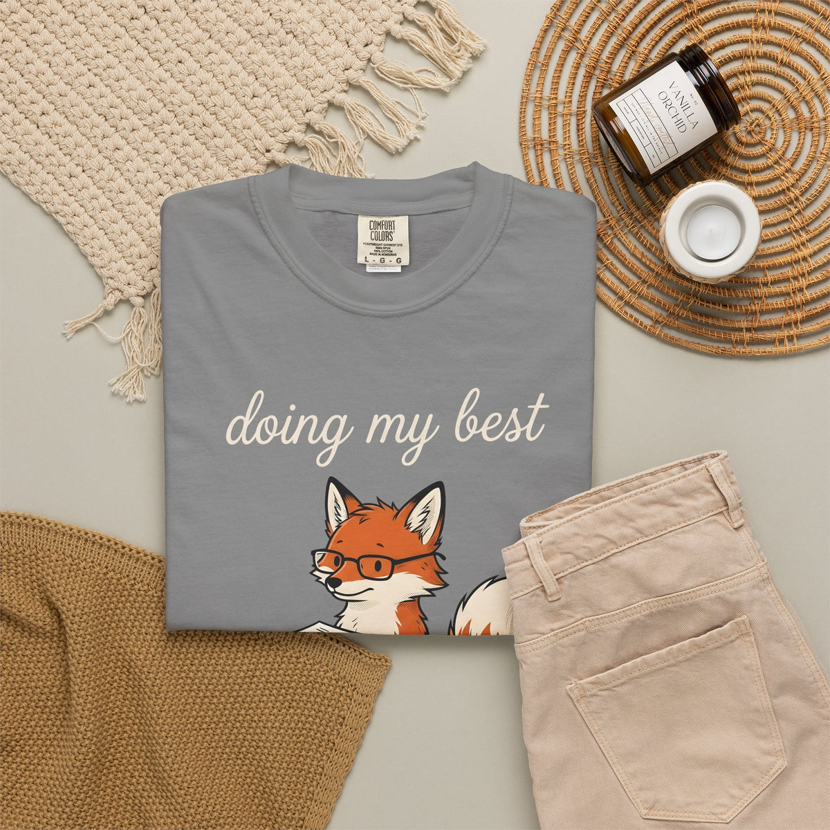 Fox Glasses T-Shirt Teacher Animal Gift Women Cute T-Shirt Spectacles T-Shirt Educator Enthusiast Adorable T-Shirt Wildlife Graphic Hand Drawn