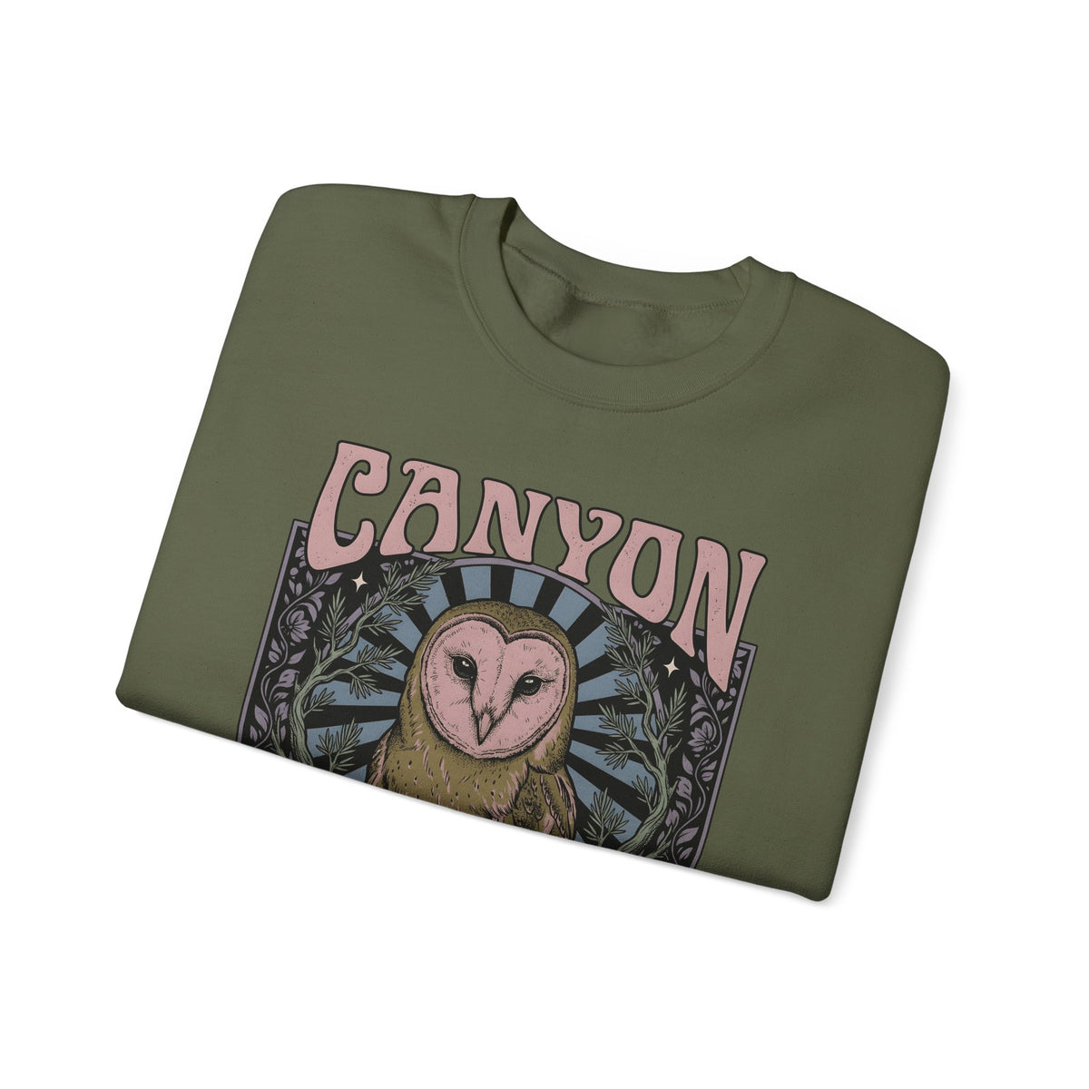 Barn Owl Boho Chic Fauna Gift Hand Drawn Owl Bohemian Fan Illustrated Colorful Blossom Sweatshirt
