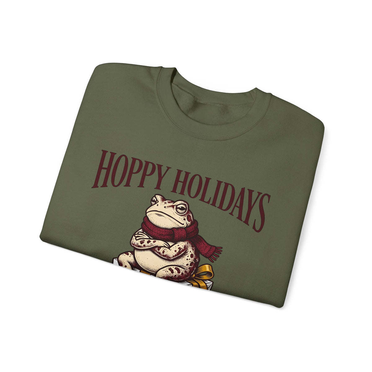 Frog Keepsake Sweatshirt Christmas Critters Gift Women Traditional Sweatshirt Toad Sweatshirt Xmas Fan Hand Drawn Sweatshirt Creature Graphic Outline Muffler
