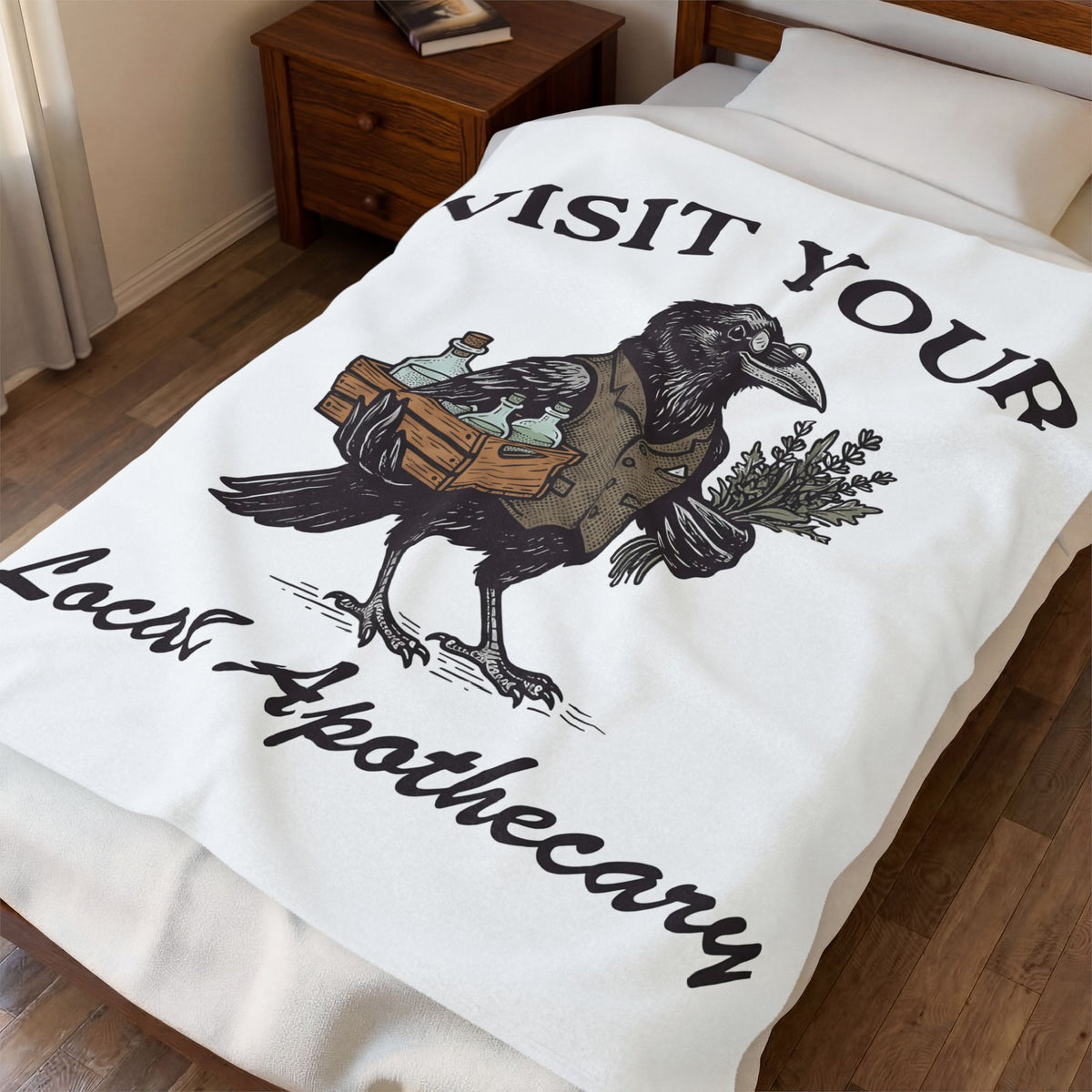 Blackbird Remedy Blanket Halloween Macabre Gift Women Classic Blanket Cure Blanket Horror Fan Gothic Blanket Dark Graphic Line Art Remedy Flasks