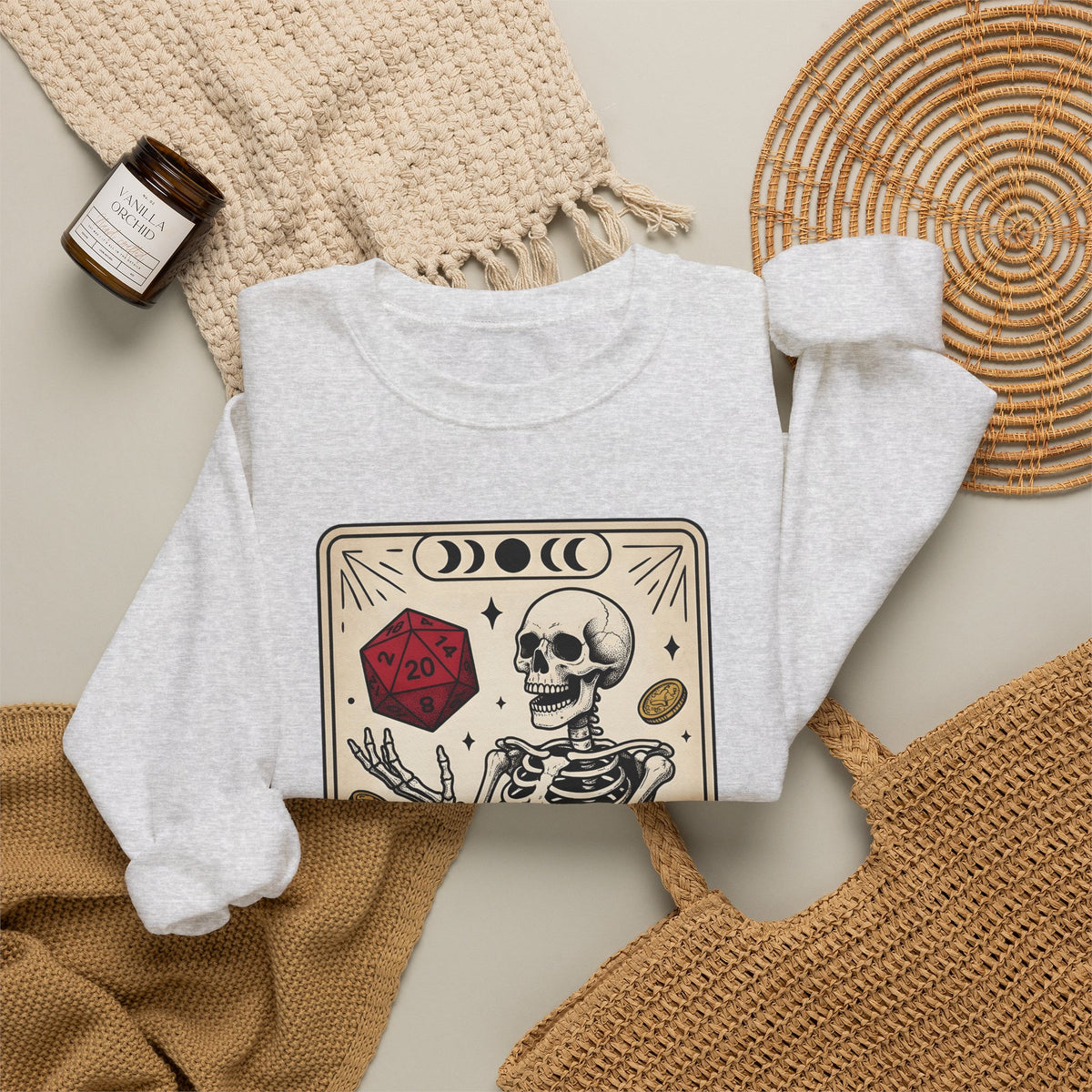 Skull Tarot Card Sweatshirt Tabletop Gaming Roleplaying Gift Women Dark Sweatshirt Tarot Card Sweatshirt Gamer Fan Gothic Sweatshirt Rpg Graphic Retro Game
