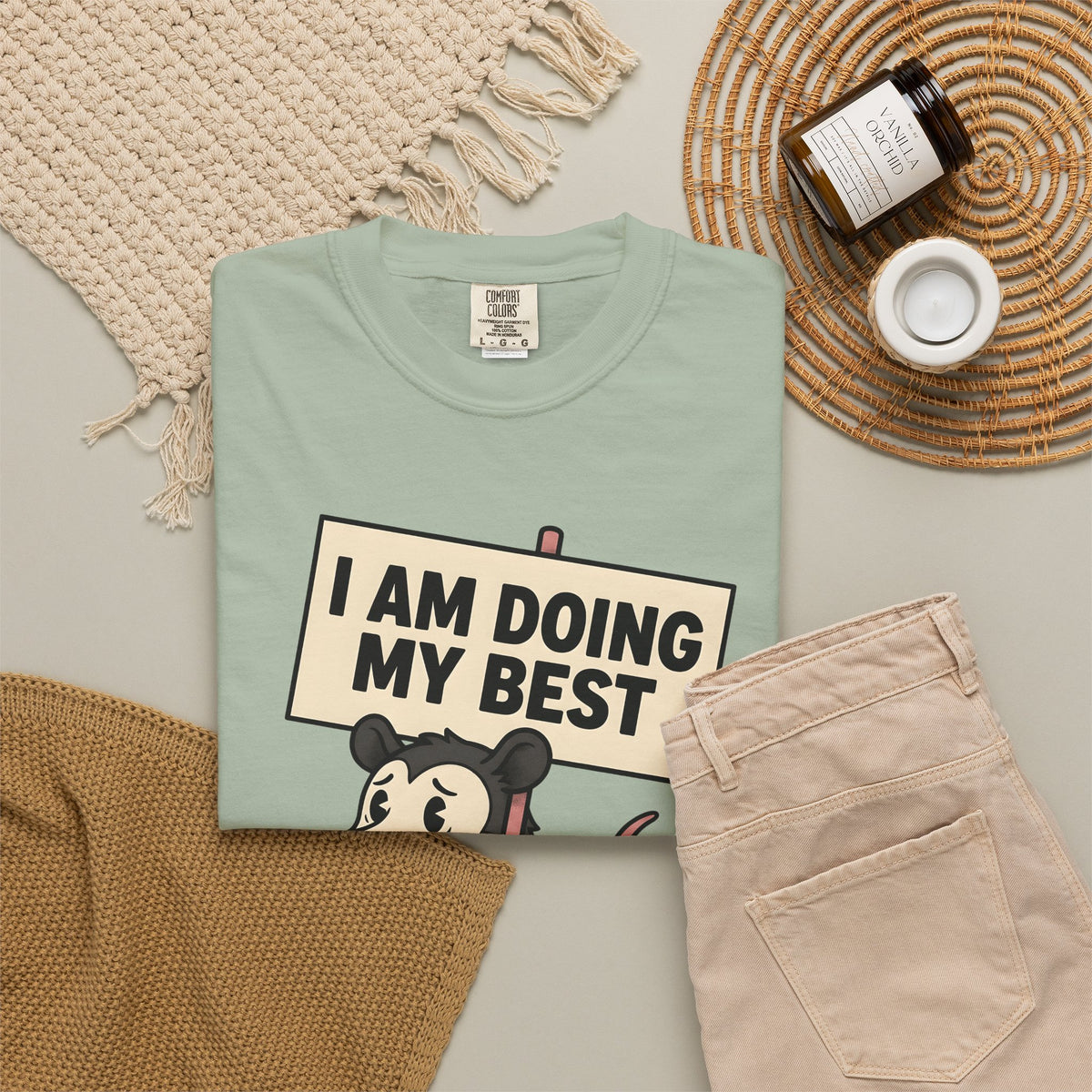 Possum Drawing T-Shirt Funny Creatures Gift Women Animated T-Shirt Opossum T-Shirt Humor Fan Cartoon T-Shirt Animal Graphic Doodle Demonstration