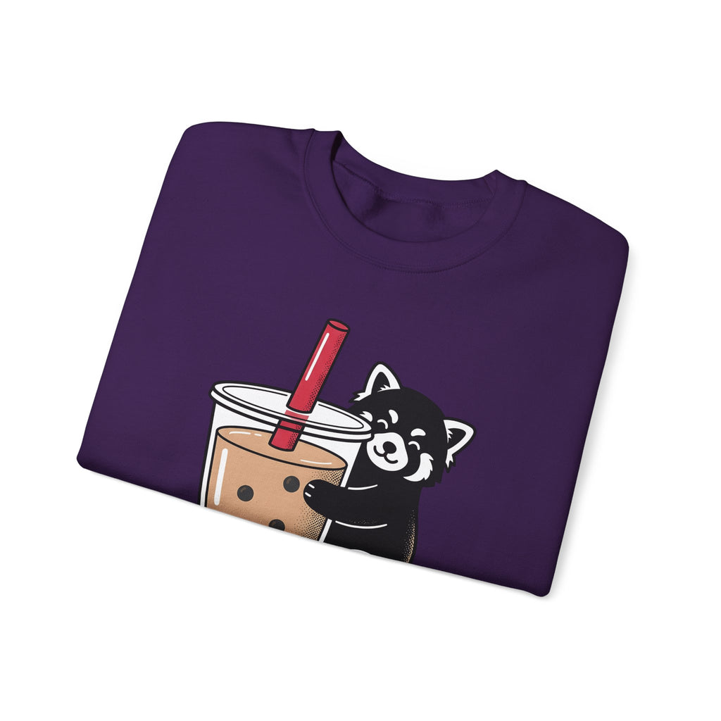 Red Panda Drink Sweatshirt Boba Wildlife Gift Women Adorable Sweatshirt Panda Drink Sweatshirt Bubble Tea Fan Cute Sweatshirt Animal Graphic Animated Milk Tea