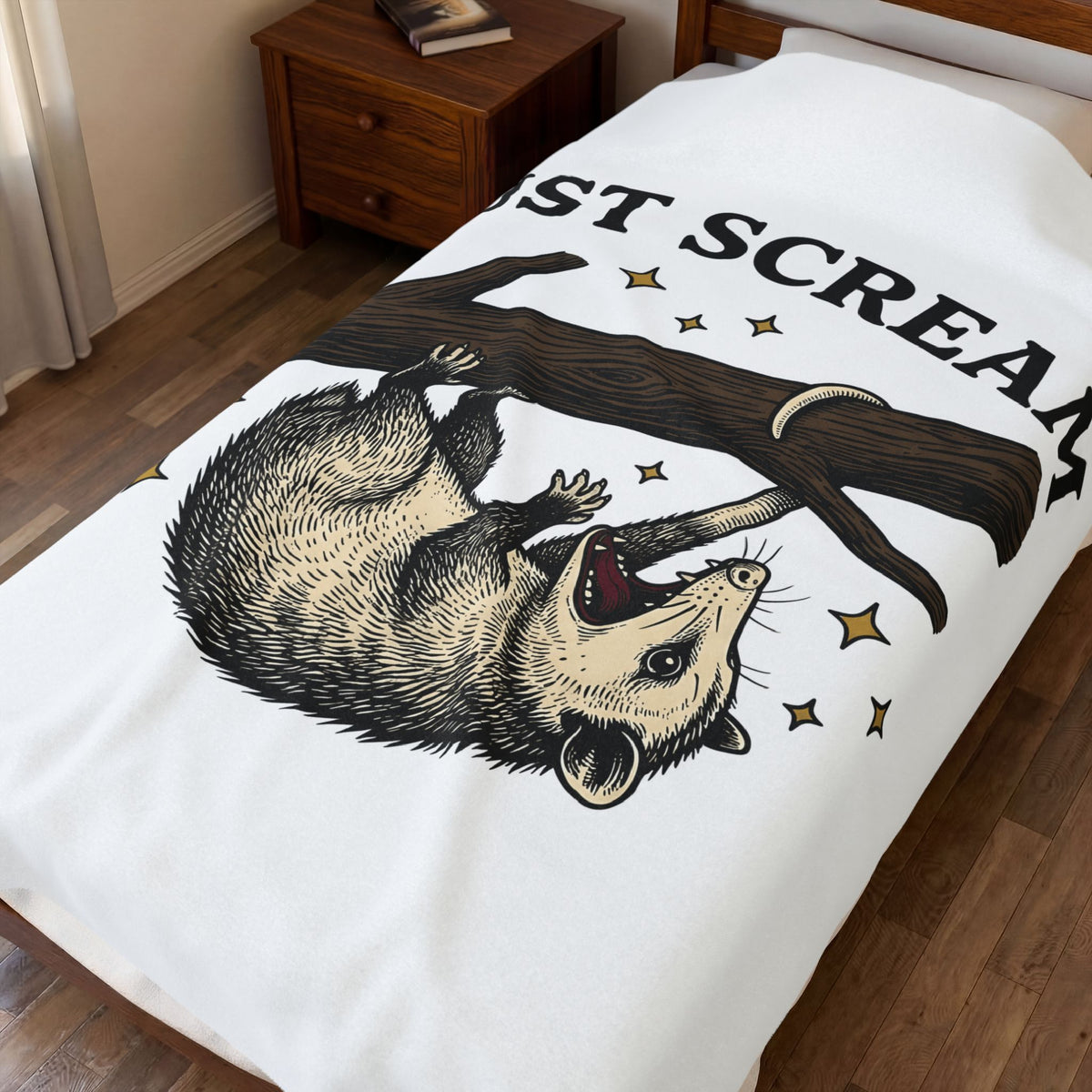 Possum Possum Animal Gift Vintage Opossum Possum Fan Retro Wildlife Hand Drawn Tree Blanket