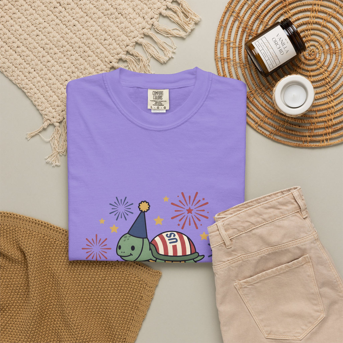 Turtle Celebration Hat T-Shirt 4th Of July Usa Gift Women Sweet T-Shirt Turtle Hat T-Shirt Independence Day Fan Patriotic T-Shirt American Graphic