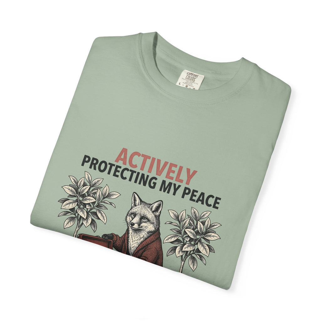 Fox Music Player T-Shirt Funny Creatures Gift Women Classic T-Shirt Mp3 Player T-Shirt Humor Fan Retro T-Shirt Animal Graphic Doodle Indoor Plants