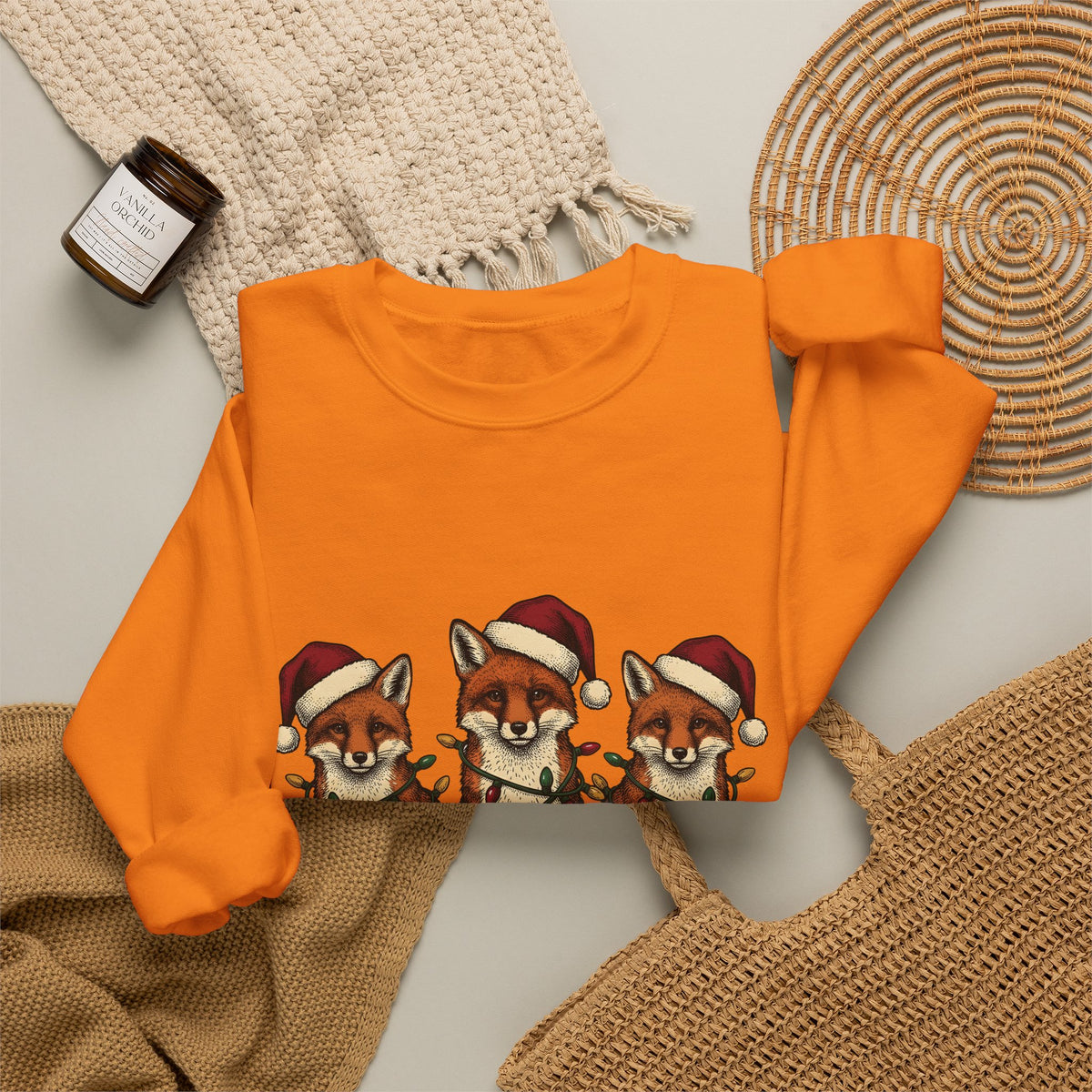 Fox Pack Sweatshirt Christmas Critters Gift Women Cartoon Sweatshirt Foxes Sweatshirt