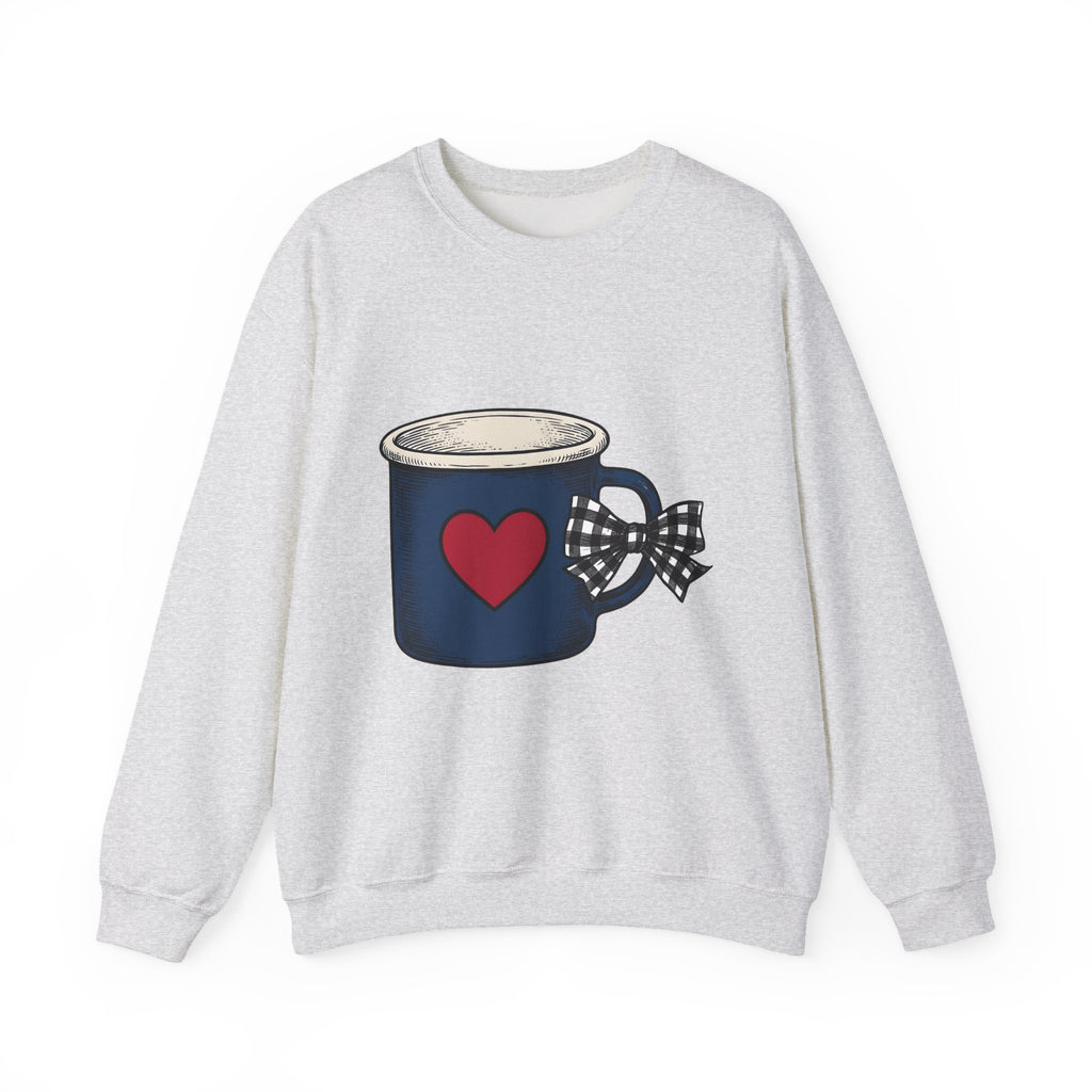 Heart Mug Holiday Coffee Gift Hand Drawn Mug Christmas Fan Coffee Cup Vintage Plaid Sweatshirt