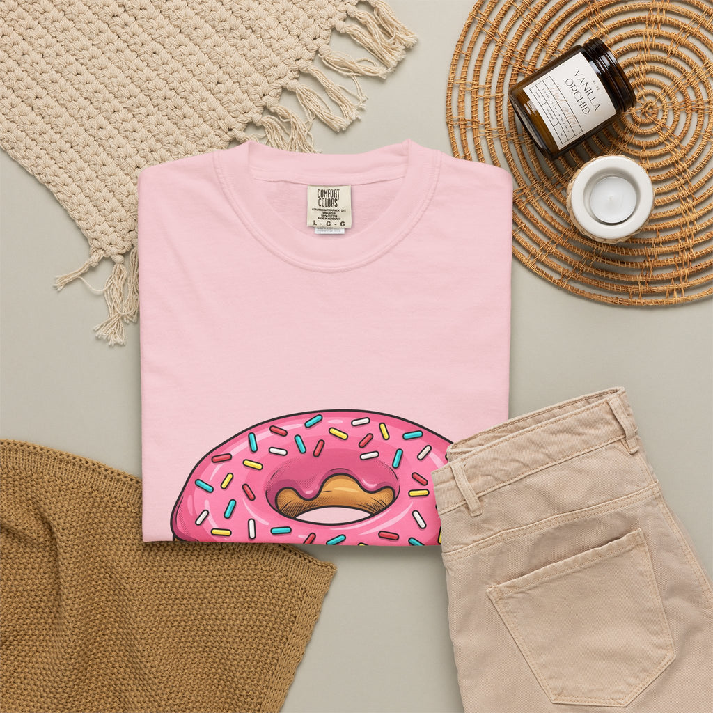Donut Image T-Shirt Desserts Cuisine Gift Women Comic T-Shirt Doughnut T-Shirt Pastry Fan Cartoon T-Shirt Food Graphic Modern Nonpareils T-Shirt