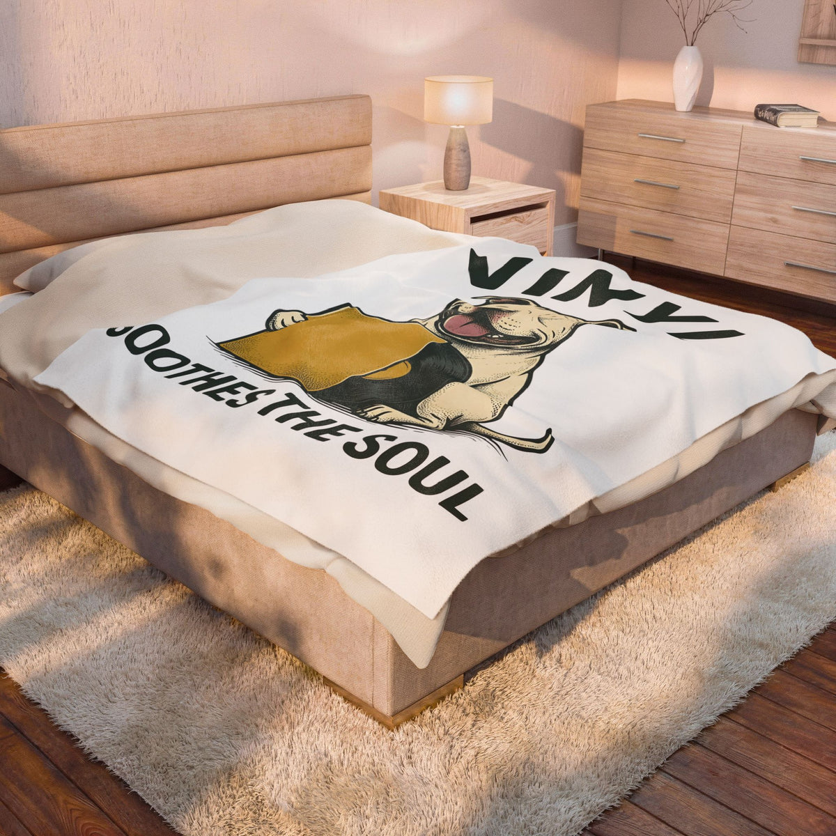 Pit Bull Dog Dog Sound Gift Distressed Pibble Dog Fan Grunge Audio Line Vinyl Blanket