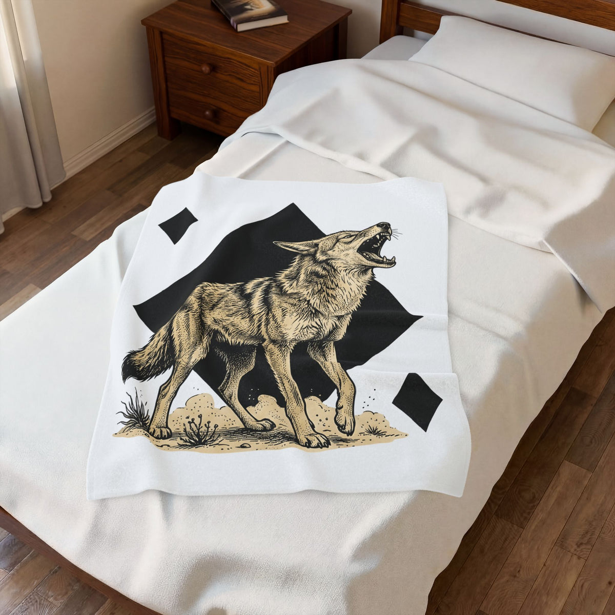 Howling Wolf Blanket Wolf Pets Gift Women Sketch Blanket Gray Wolf Blanket Wolf Fan Canine Graphic Blanket Hand Drawn Shape Blanket