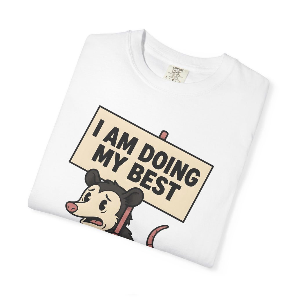 Possum Drawing T-Shirt Funny Creatures Gift Women Animated T-Shirt Opossum T-Shirt Humor Fan Cartoon T-Shirt Animal Graphic Doodle Demonstration