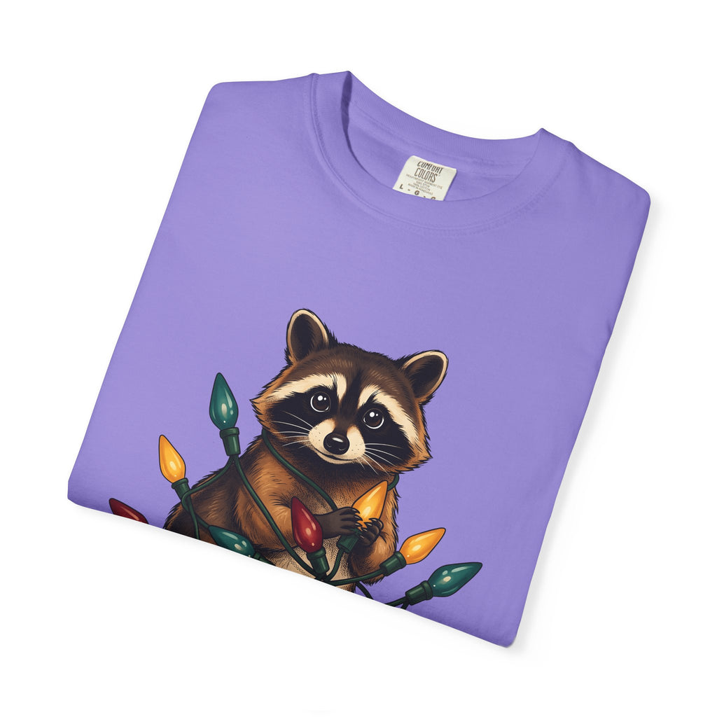 Raccoon Animals Seasonal Gift Playful Trash Panda Wildlife Fan Quirky Christmas Cartoon T-Shirt