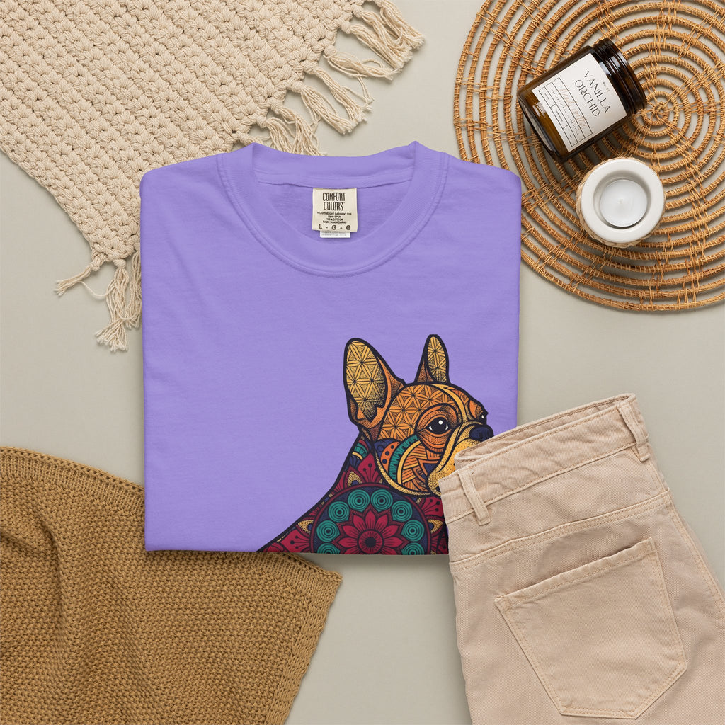French Bulldog T-Shirt Dog Wildlife Gift Women Tribal T-Shirt Bouledogue T-Shirt Dog Fan Animal Graphic T-Shirt Rainbow Mandala T-Shirt