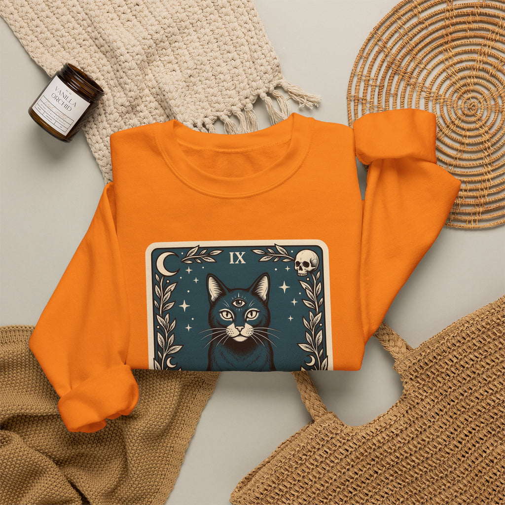 Mystic Cat Sweatshirt Boho Chic Witchcraft Gift Women Tarot Sweatshirt Kitty Sweatshirt Bohemian Fan Occult Graphic Vintage Crystal Ball Sweatshirt