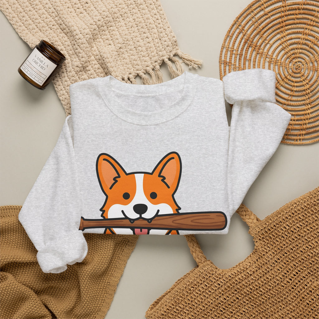 Corgi Pet Sweatshirt Dog Funny Gift Women Animation Sweatshirt Puppy Sweatshirt Dog Fan Cartoon Sweatshirt Humor Graphic Manga Bat Ball Sweatshirt