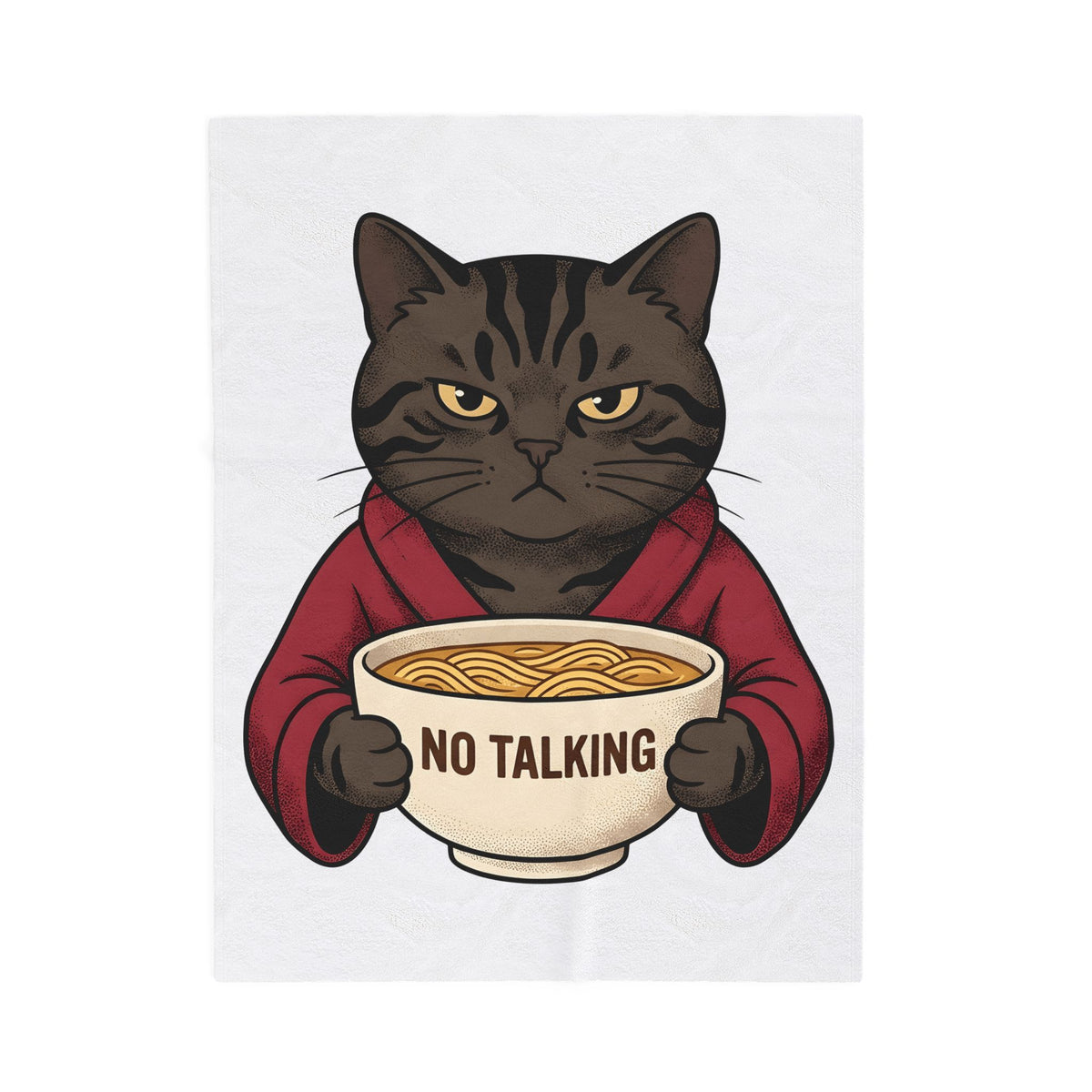 Angry Cat Blanket Cat Jokes Gift Women Comic Blanket Feline Blanket Cat Fan Cartoon Blanket Humor Graphic Retro Noodle Bowl Blanket