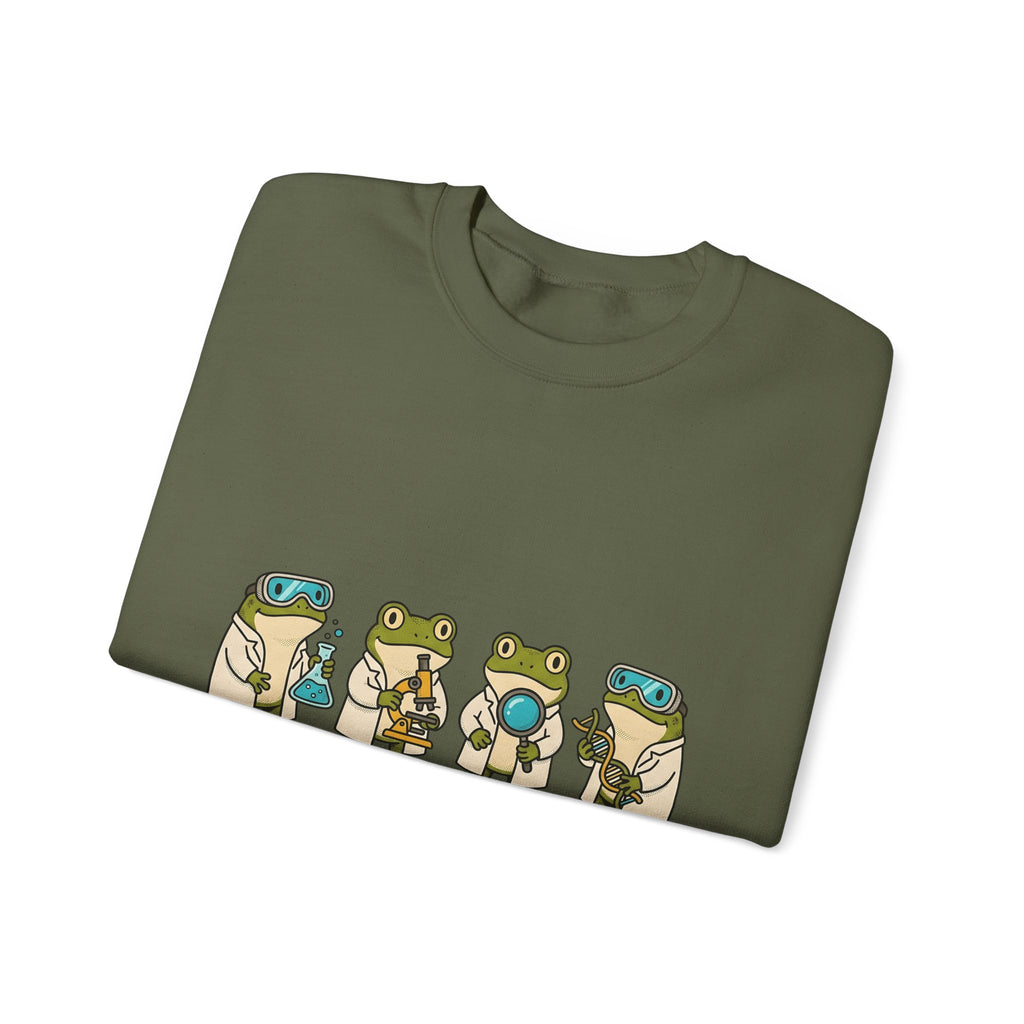 Frog Scientist Sweatshirt Teachers Science Gift Women Cartoon Sweatshirt Toad Sweatshirt Educator Enthusiast Comic Sweatshirt Scientific Graphic Hand Drawn Lab