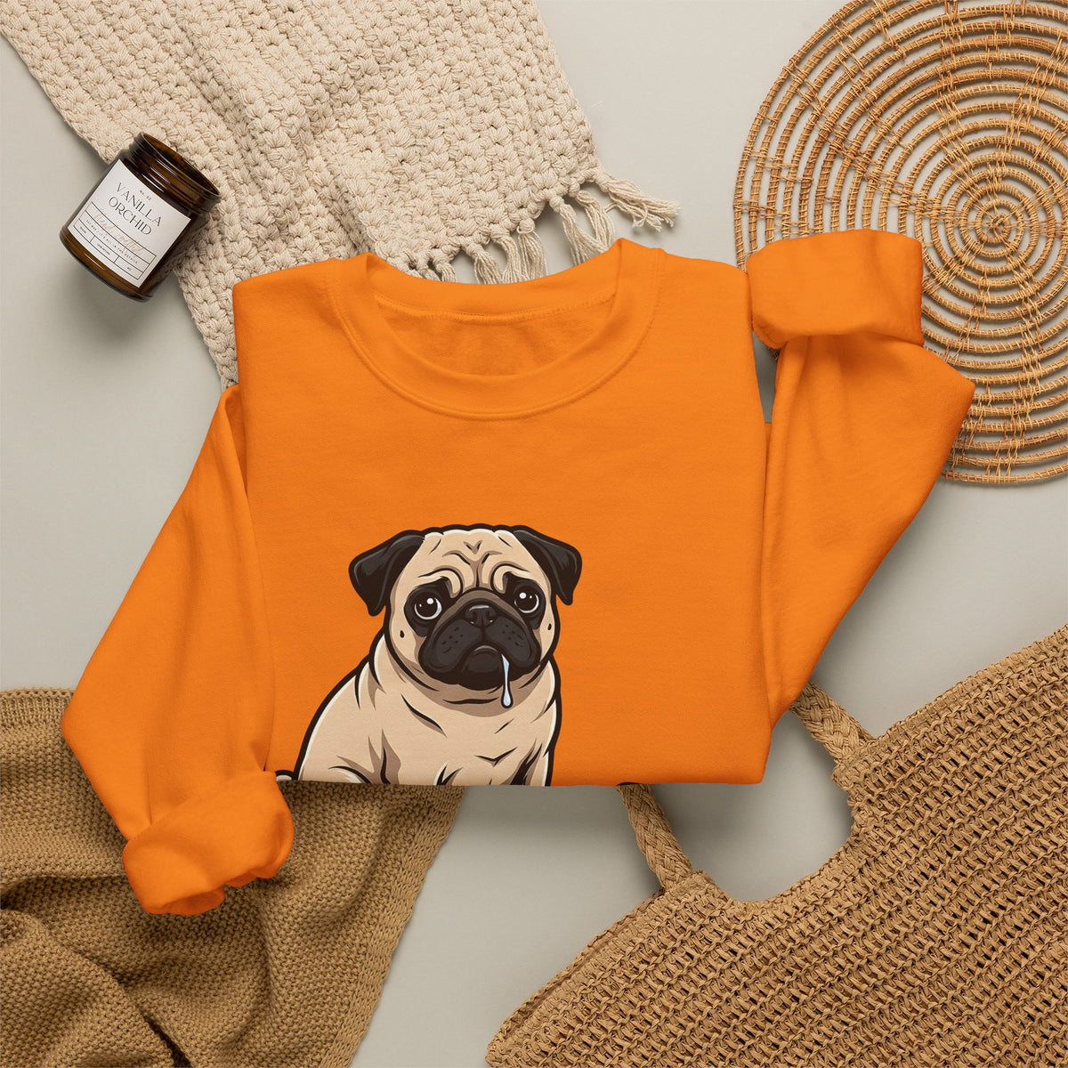 Pug Dog Sweatshirt Dog Meals Gift Women Line Art Sweatshirt Pugs Sweatshirt Dog Fan Illustrated Design Food Graphic Sweatshirt Sketch Pizza Piece Sweatshirt