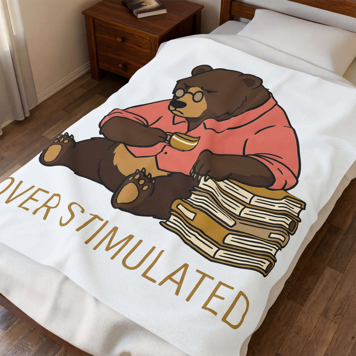 Bear Mocha Blanket Teachers Caffeine Gift Women Illustration Blanket Mocha Blanket Educator Enthusiast Drawing Blanket Caffeine Graphic Doodle