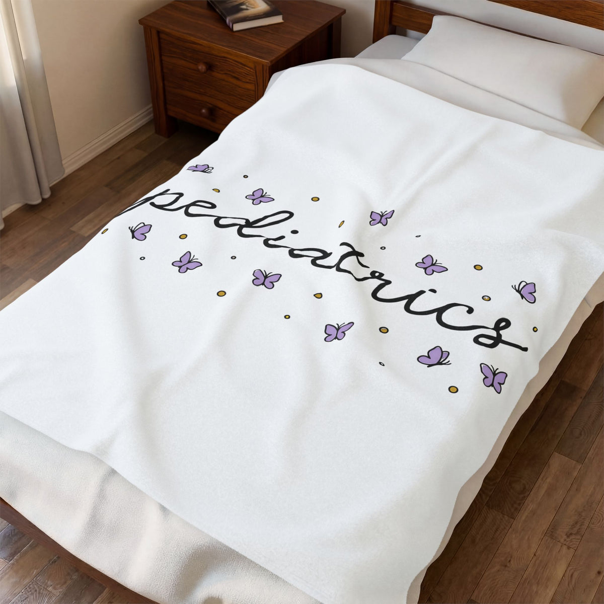 Butterfly Print Blanket Pediatrics Clinic Gift Women Hand Drawn Blanket Butterfly Blanket Pediatrician Enthusiast Illustrated Design Hospital