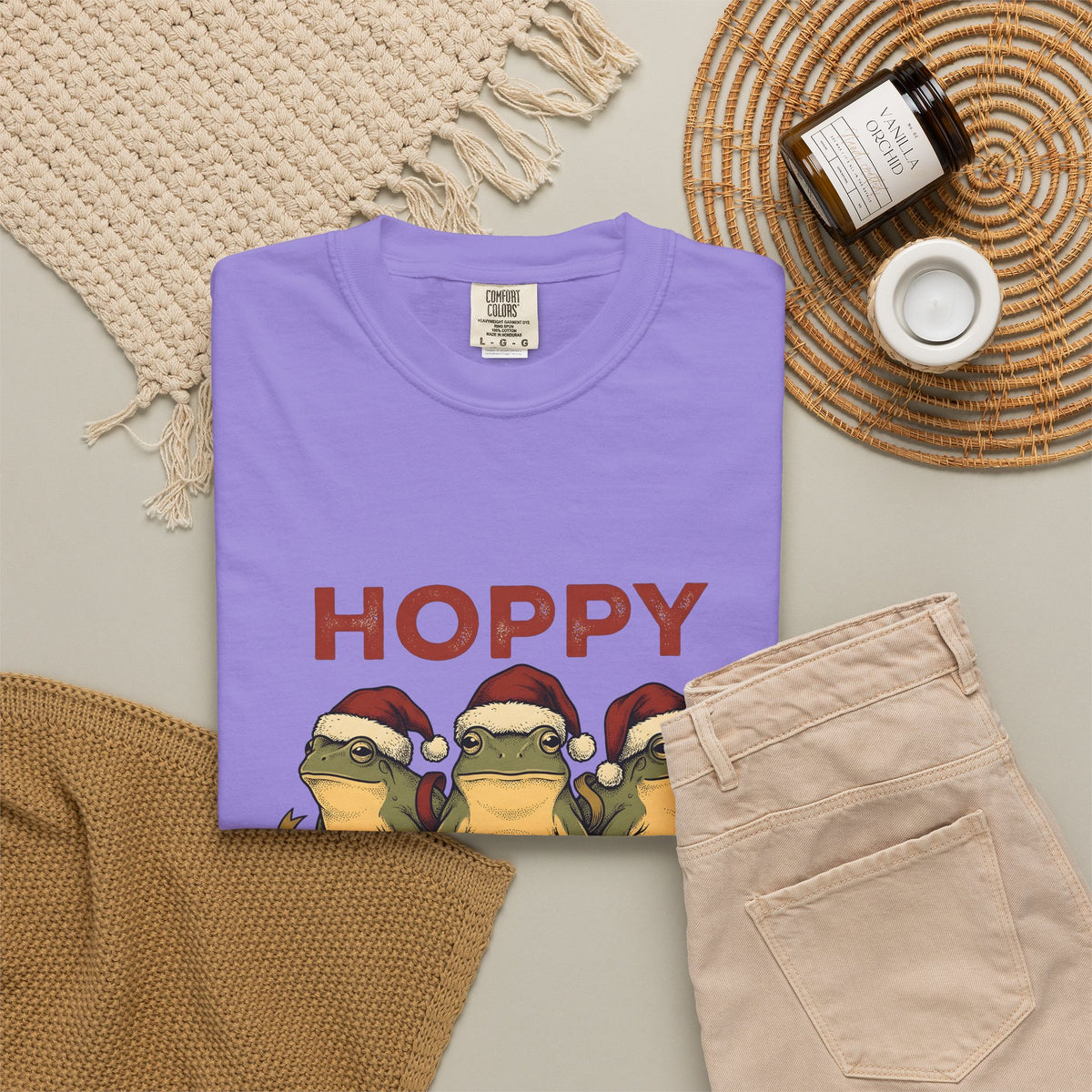 Frog Holiday Hats Christmas Wildlife Gift Cartoon Toad Xmas Fan Toad Animal Line Sash T-Shirt