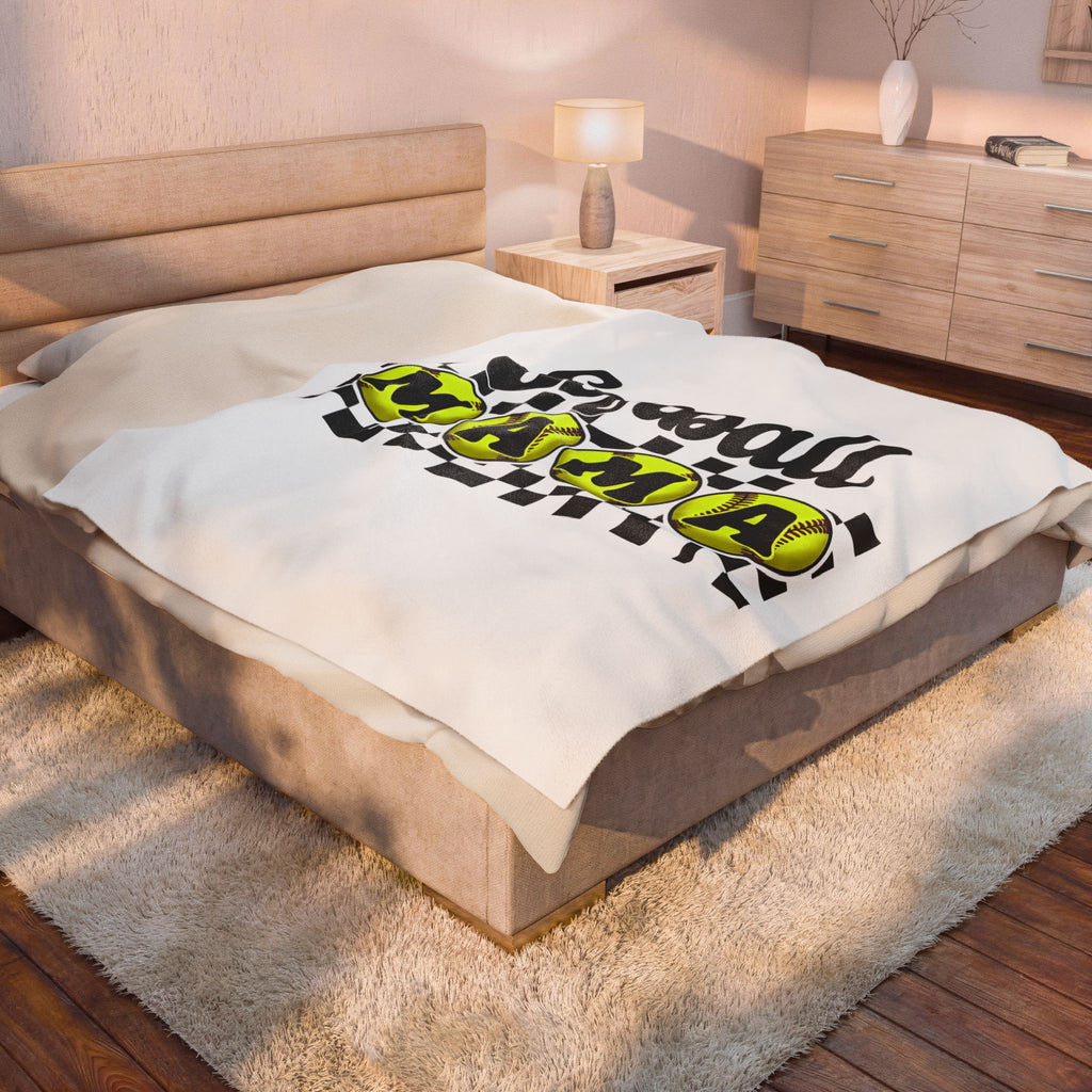 Softball Balls Blanket Softball Mom Competition Gift Women Minimalist Blanket Softballs Blanket Mom Fan Simple Blanket Competitive Graphic