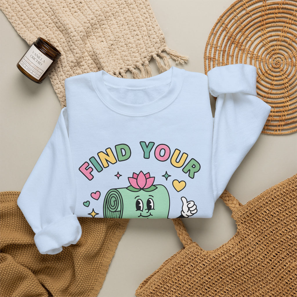 Workout Mat Design Sweatshirt Yoga Relaxation Gift Women Doodle Sweatshirt Exercise Mat Sweatshirt Yoga Enthusiast Hand Drawn Sweatshirt Calming Illustration