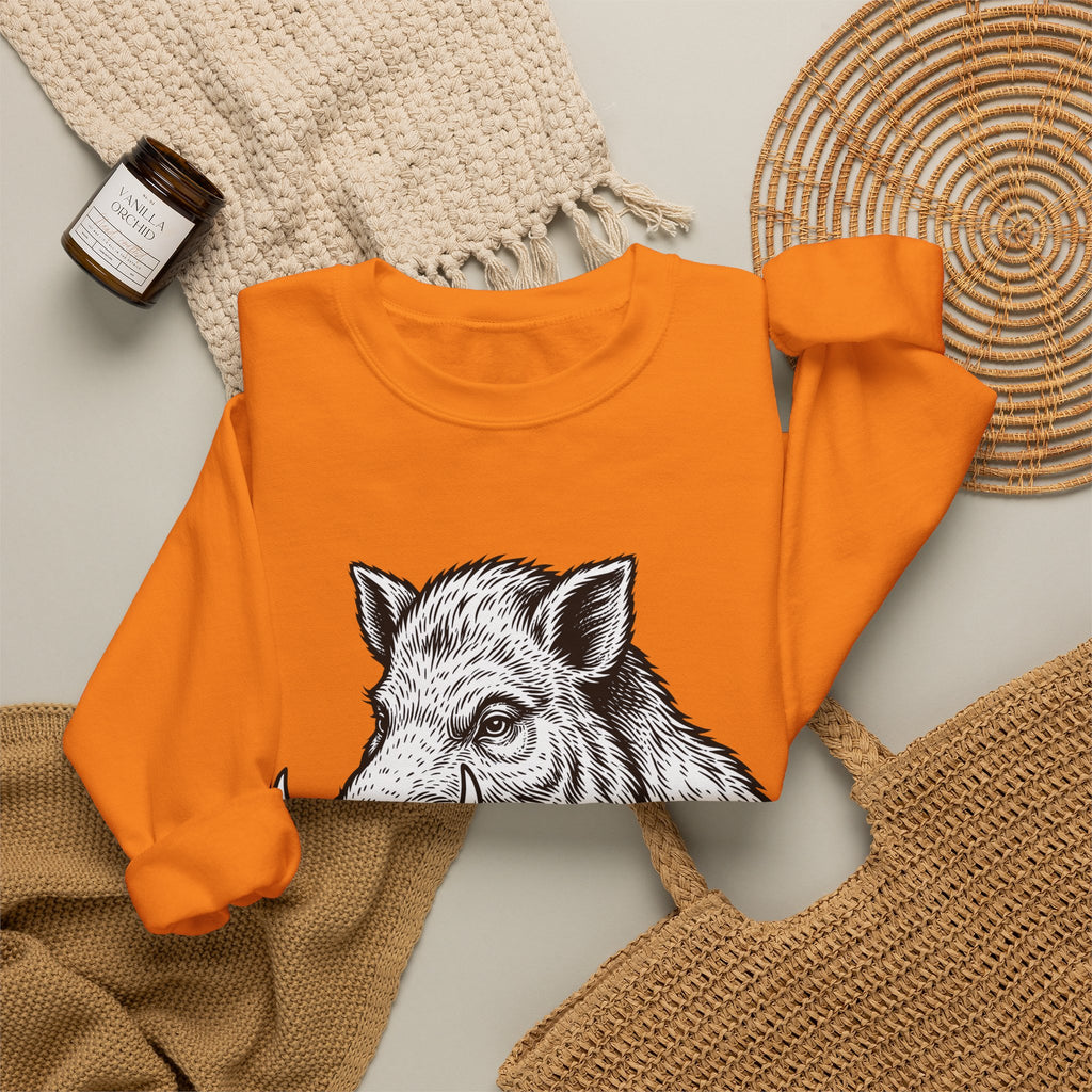 Boar Pipe Sweatshirt Funny Animal Gift Women Woodcut Sweatshirt Smoking Pipe Sweatshirt Humor Fan Print Sweatshirt Wildlife Graphic Vintage Anchor Sweatshirt