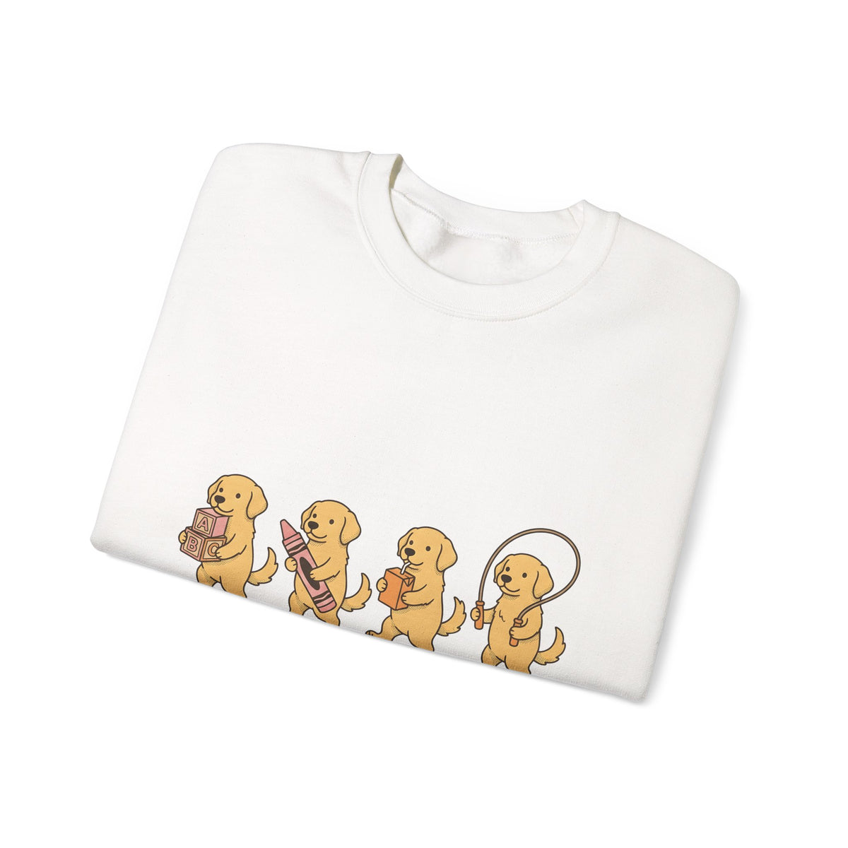 Golden Retriever Pups Sweatshirt Teachers Companion Gift Women Caricature Sweatshirt Puppy Sweatshirt Educator Enthusiast Cartoon Sweatshirt Buddy Graphic