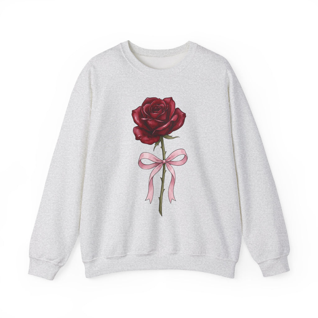 Rose Flower Sweatshirt Floral Romantic Gift Women Watercolor Sweatshirt Flower Sweatshirt Floral Fan Painted Sweatshirt Lovely Graphic Hand Drawn Bow Sweatshirt