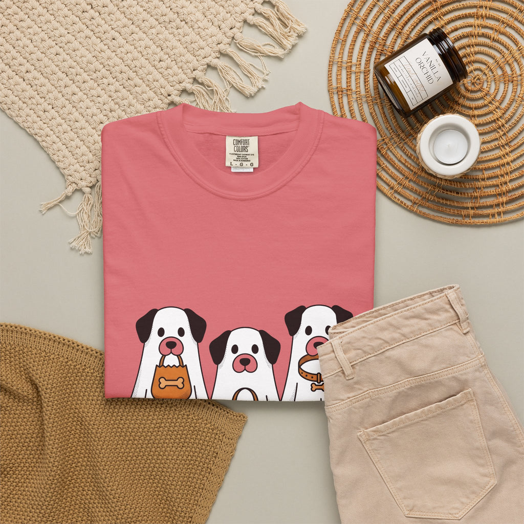 Phantom Puppies Halloween Pet Owner Gift Comic Ghost Dogs Spooky Fan Cartoon Dog Mom T-Shirt
