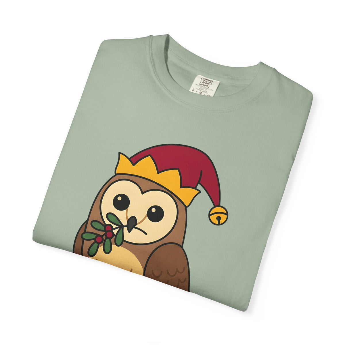 Owl Print T-Shirt Christmas Fauna Gift Women Playful T-Shirt Owl T-Shirt Christmas Fan Hoot Graphic Wildlife Illustration Fun Pine T-Shirt