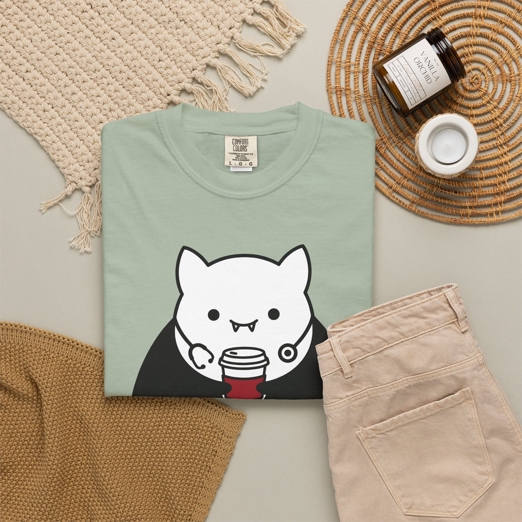Vampire Coffee T-Shirt T-Shirt Nurses Fall Gift Women Cartoon T-Shirt Coffee Cup T-Shirt Nurse Enthusiast Comic T-Shirt Autumn Graphic Clean Nurse