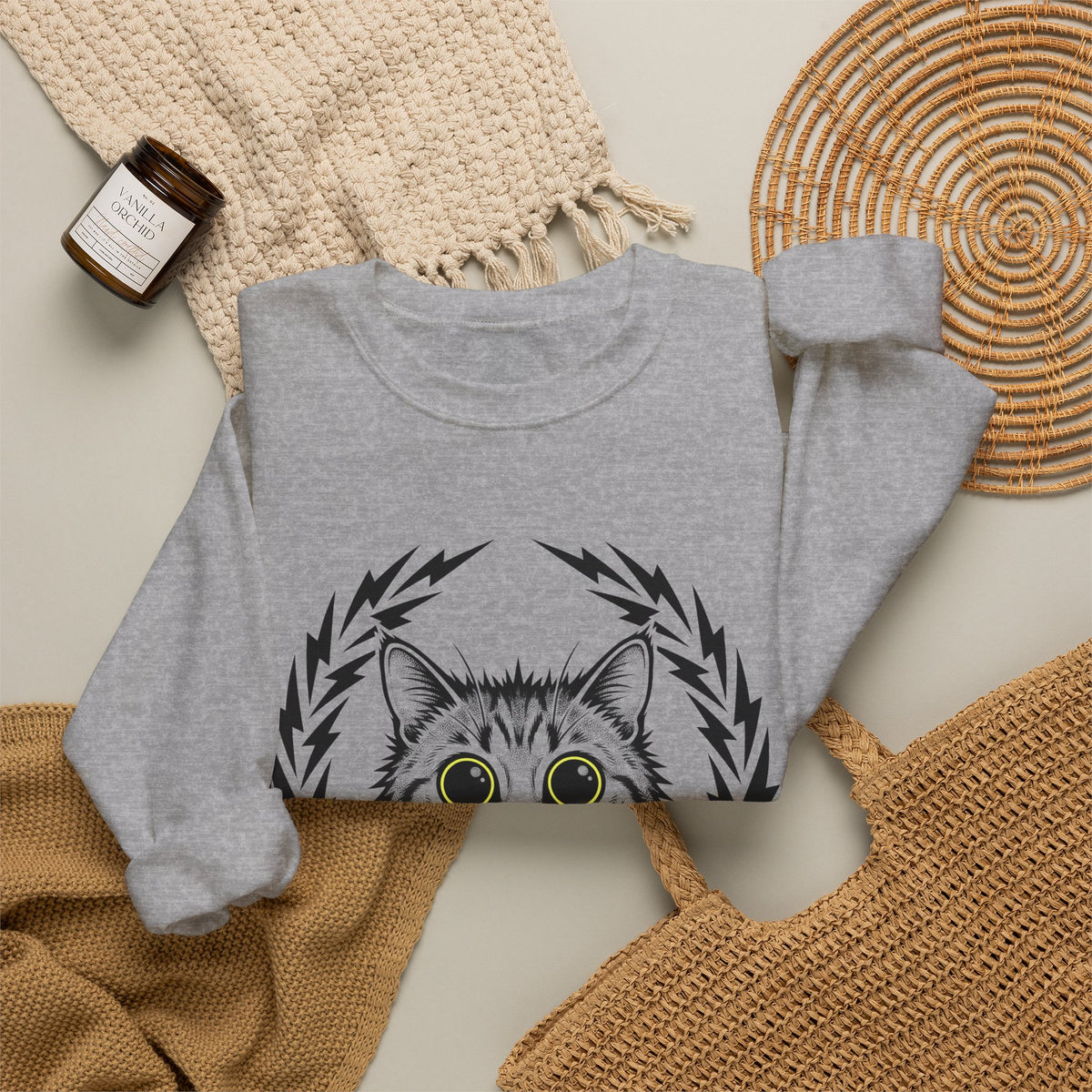 Striped Cat Cat Comedy Gift Modern Tabby Cat Feline Fan Retro Electric Sweatshirt