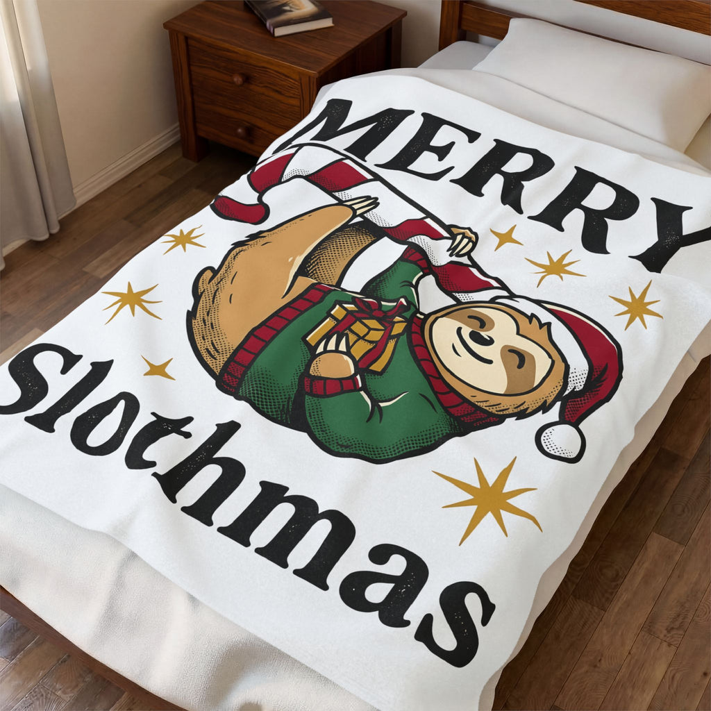 Sloth Festive Cane Blanket Christmas Critter Gift Women Doodle Blanket Sloth Blanket Xmas Fan Hand Drawn Blanket Creature Graphic Nostalgic Box