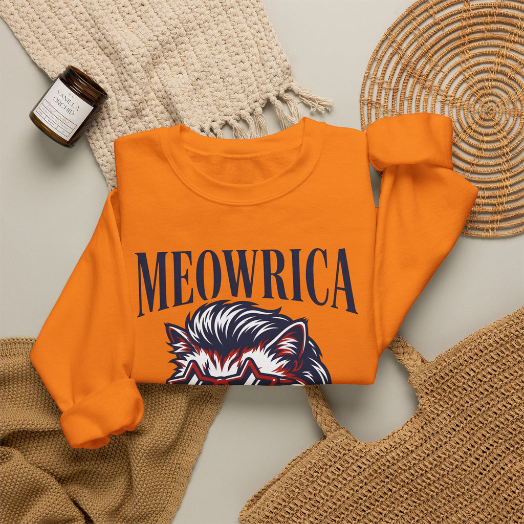 American Kitty Sweatshirt America Pet Gift Women Pop Art Sweatshirt Cat Sweatshirt Patriot Fan Fauvism Sweatshirt Animal Graphic Classic Star Shades Sweatshirt