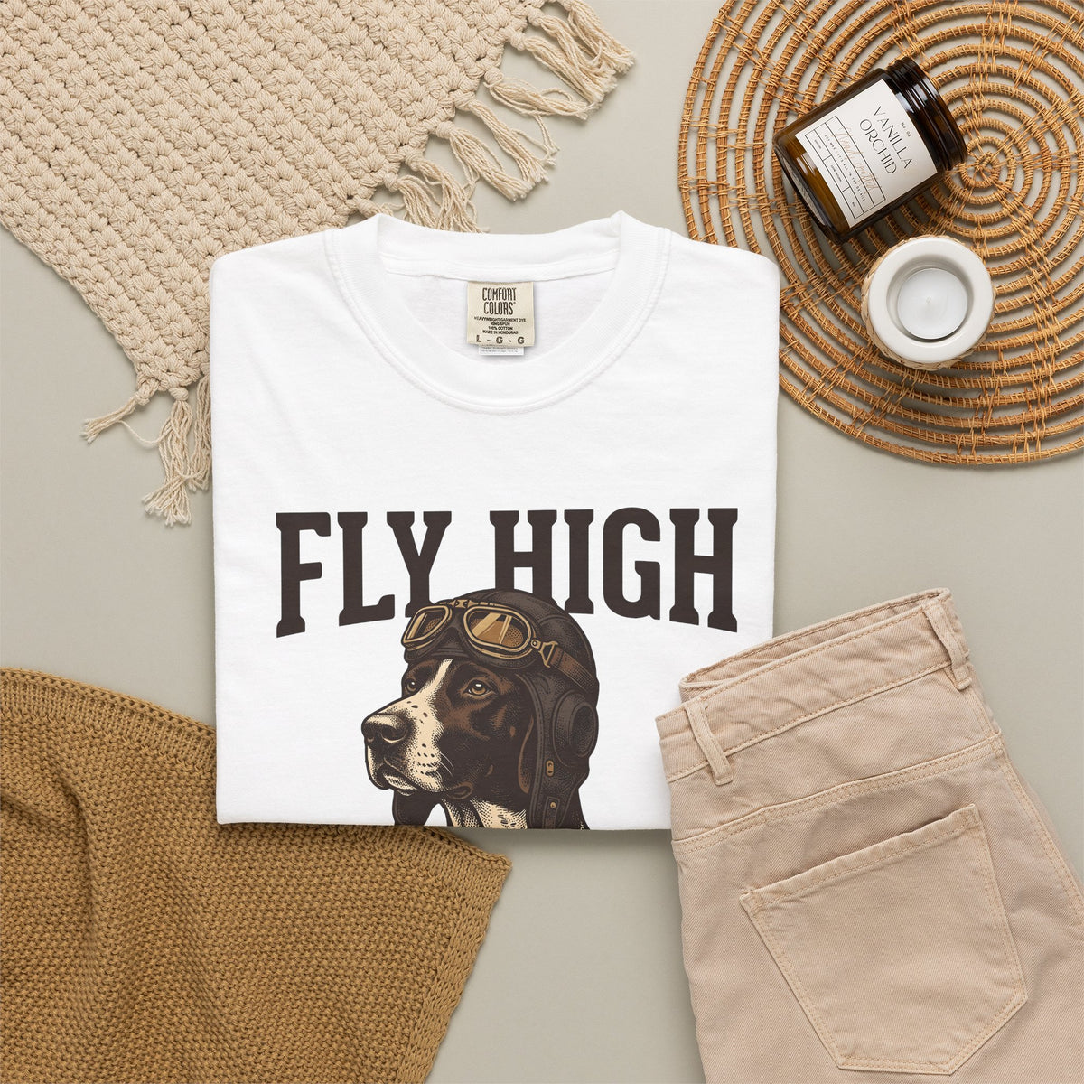 Flying Dog T-Shirt Dog Travel Gift Women Retro T-Shirt Canine T-Shirt Dog Fan Vintage T-Shirt Adventure Graphic Heritage Navigation T-Shirt