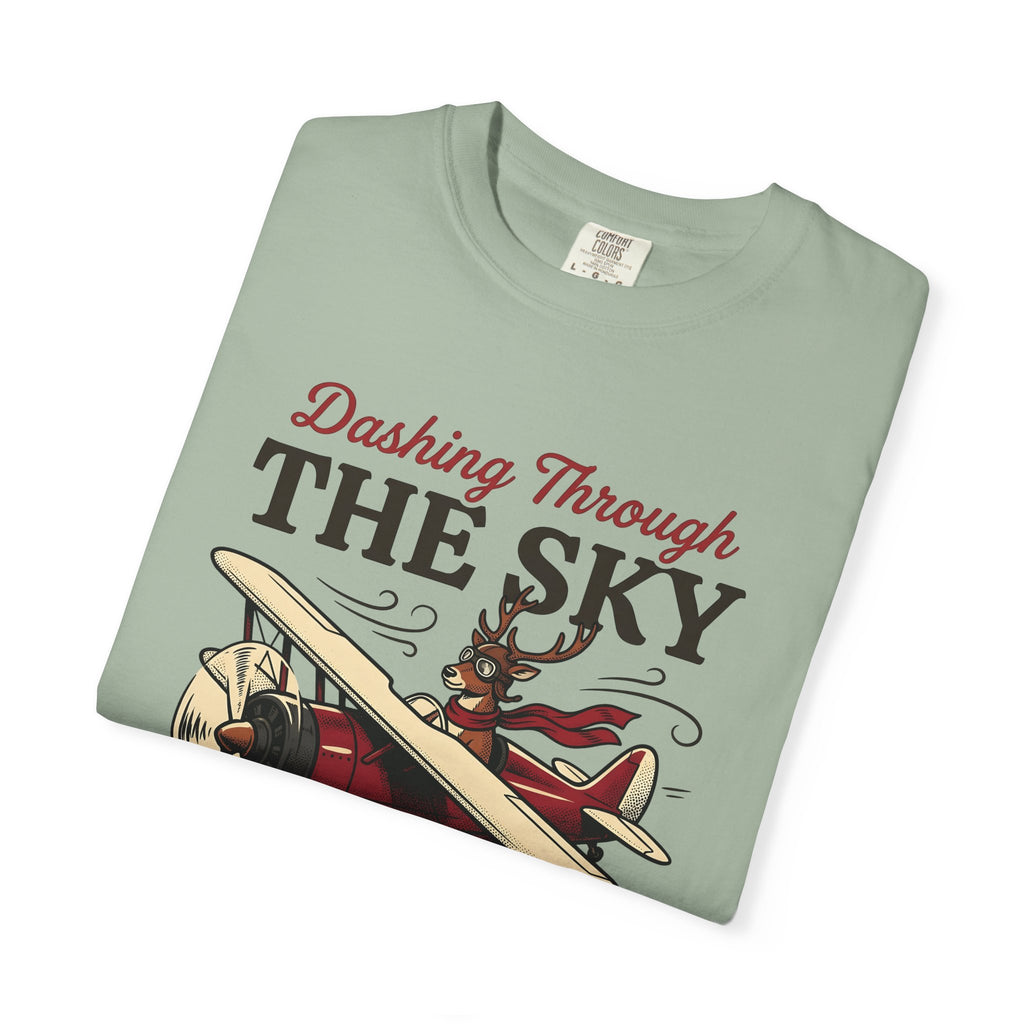Deer Airplane T-Shirt Christmas Celebration Gift Women Rustic T-Shirt Fawn T-Shirt Noel Fan Vintage T-Shirt Party Graphic Classic Neckwear T-Shirt