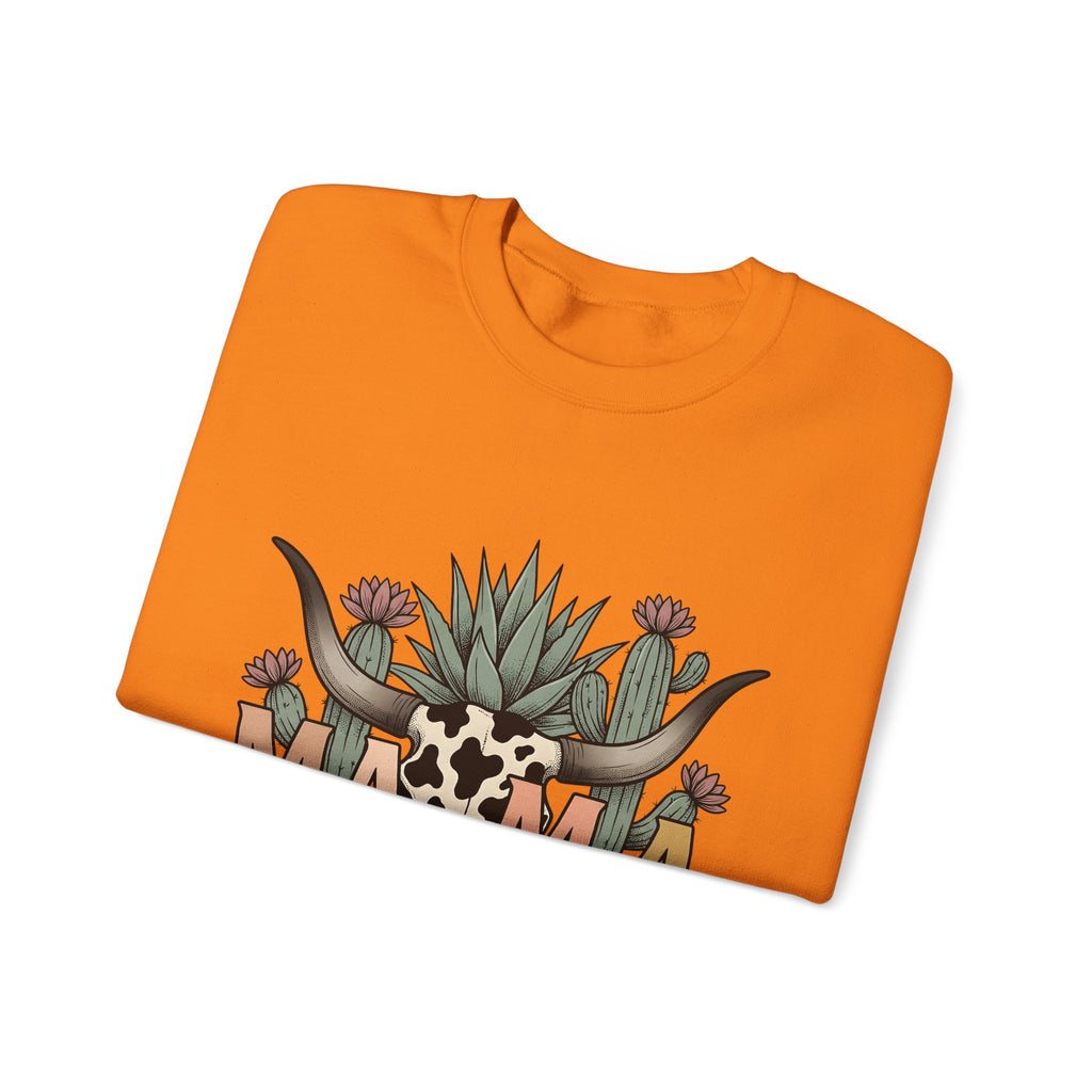 Longhorn Skull Cactus Sweatshirt Moms Plains Gift Women Native Sweatshirt Cactus Sweatshirt Mother Fan Tribal Sweatshirt Prairie Graphic Line Art Desert Plant