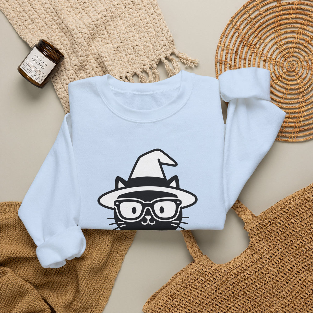 Dark Cat Witch Sweatshirt Halloween Literature Gift Women Animated Sweatshirt Black Cat Witch Sweatshirt Horror Fan Cartoon Sweatshirt Book Graphic Clean