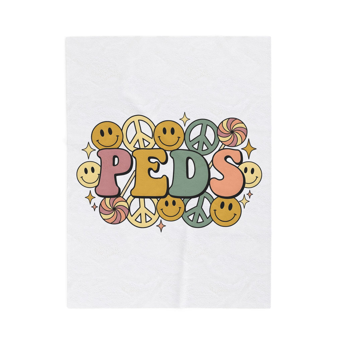 Happy Face Peace Symbol Blanket Nurses Kids Gift Women Cartoon Blanket Smiley Blanket Nurse Enthusiast Comic Blanket Youth Graphic Vintage Candy