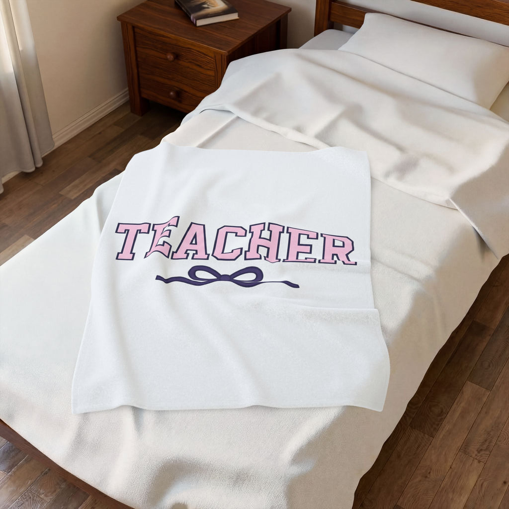 Bow Graphic Blanket Teachers Appreciation Gift Women Bold Blanket Bow Blanket Educator Enthusiast Graphic Blanket Gratitude Illustration Minimalist