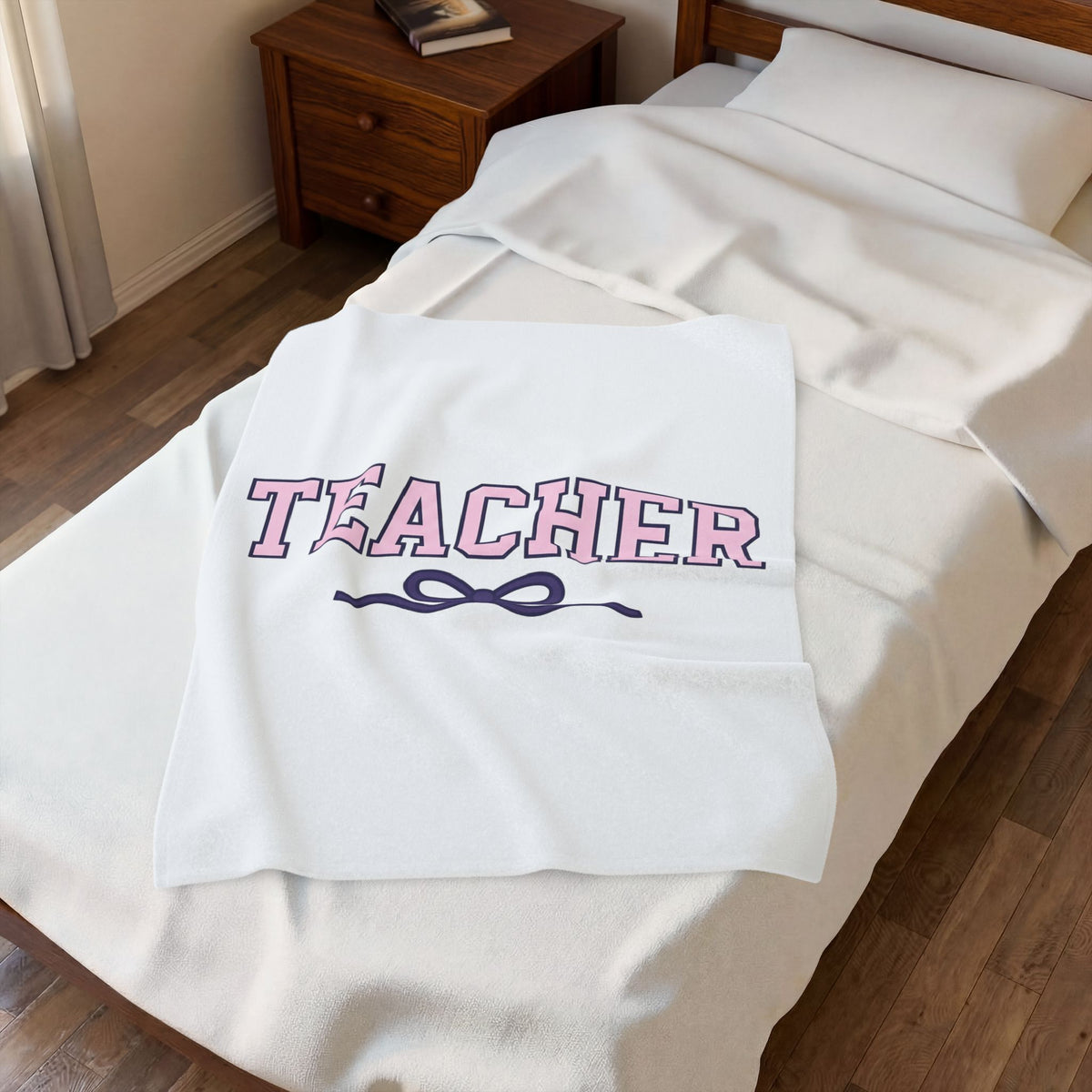 Bow Graphic Blanket Teachers Appreciation Gift Women Bold Blanket Bow Blanket Educator Enthusiast Graphic Blanket Gratitude Illustration Minimalist