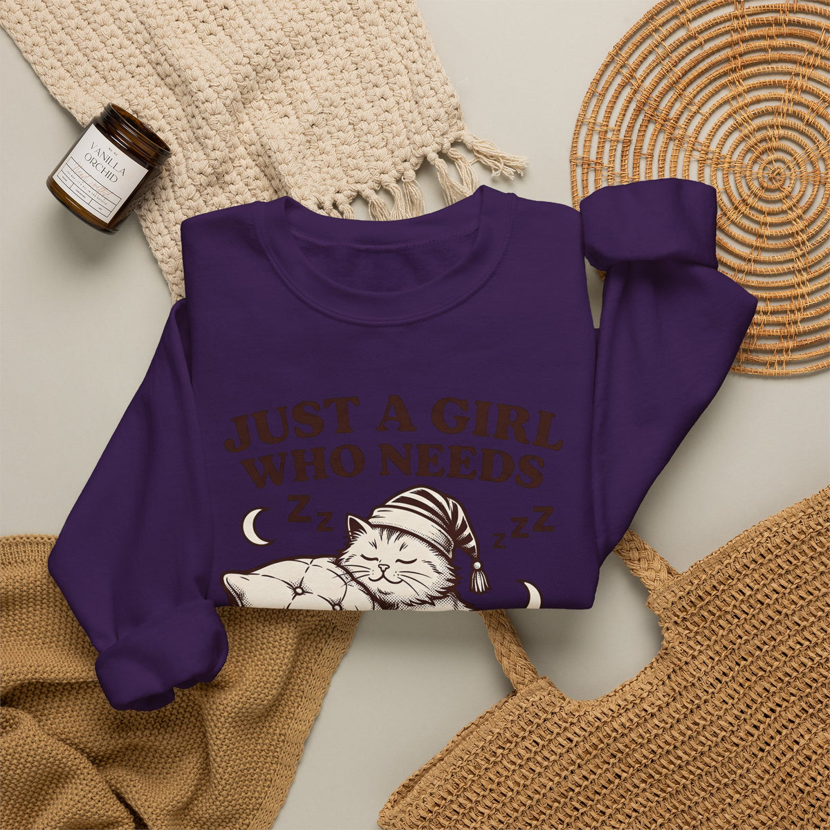 Sleeping Cat Sweatshirt Cat Nap Gift Women Vintage Sweatshirt Kitten Sweatshirt Cat Fan Retro Sweatshirt Slumber Graphic Hand Drawn Sweatshirt Sweatshirt