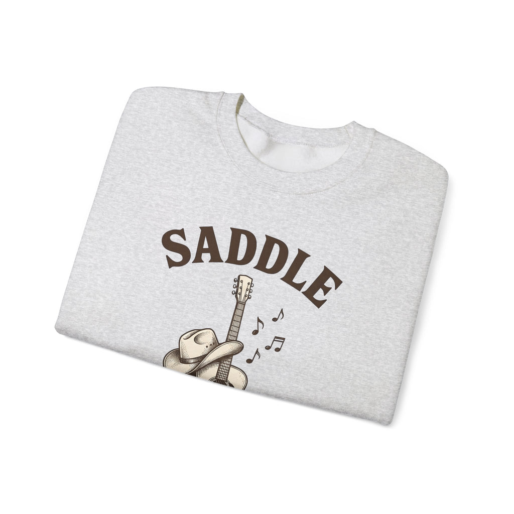 Cowboy Hat Guitar Sweatshirt Cowgirl Ranch Gift Women Retro Sweatshirt Guitar Sweatshirt Cowgirl Fan Vintage Sweatshirt Farm Graphic Doodle Music Symbols
