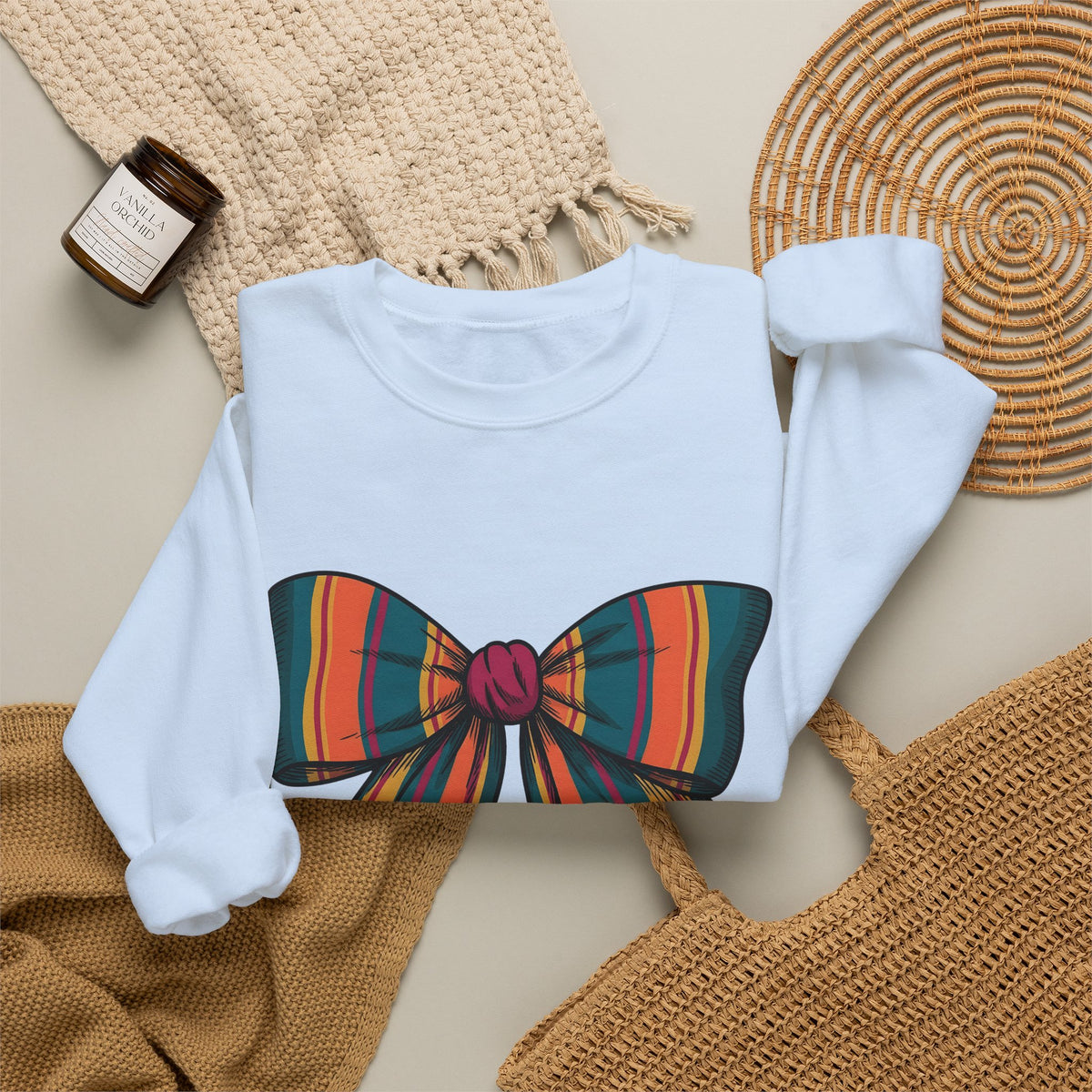 Striped Hair Bow Sweatshirt Moms Apparel Gift Women Simple Graphic Sweatshirt Hair Bow Sweatshirt Mom Fan Minimalist Sweatshirt Clothing Graphic Classic Fringe